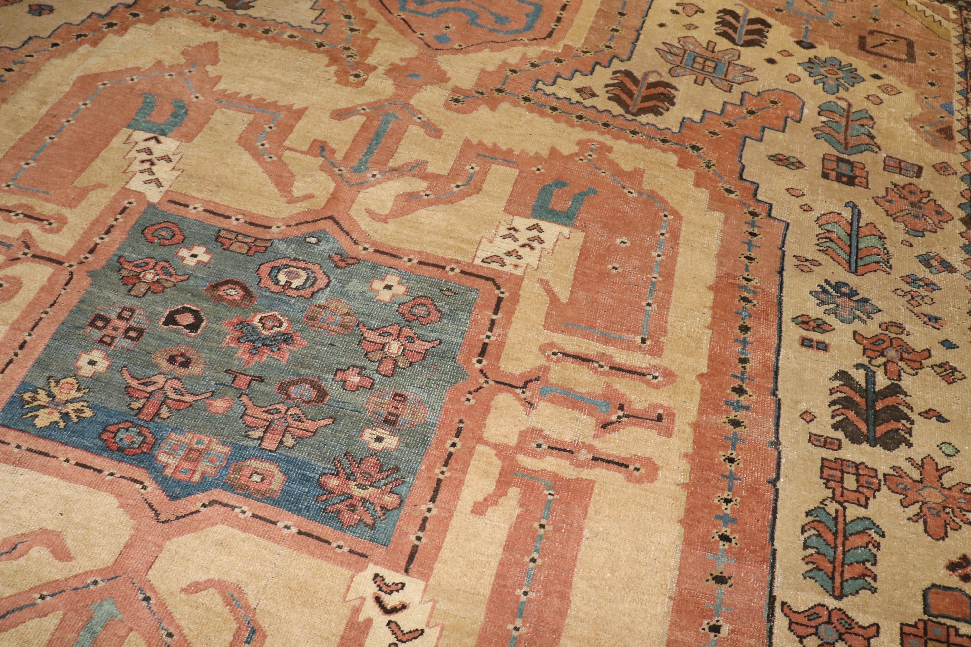 20th Century Zabihi Collection Decorative Antique Persian Bakshaish Rug For Sale