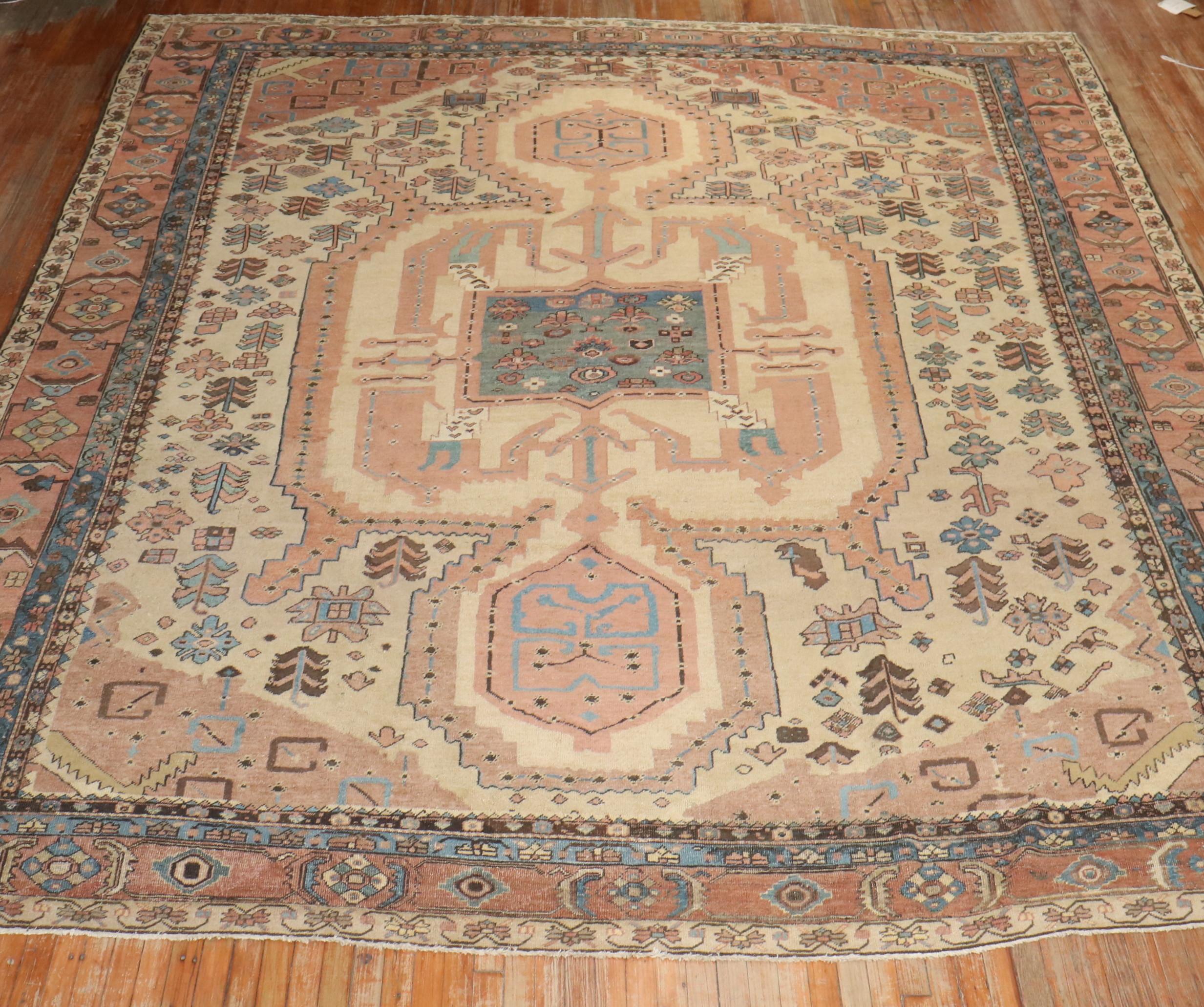 Zabihi Collection Decorative Antique Persian Bakshaish Rug For Sale 2