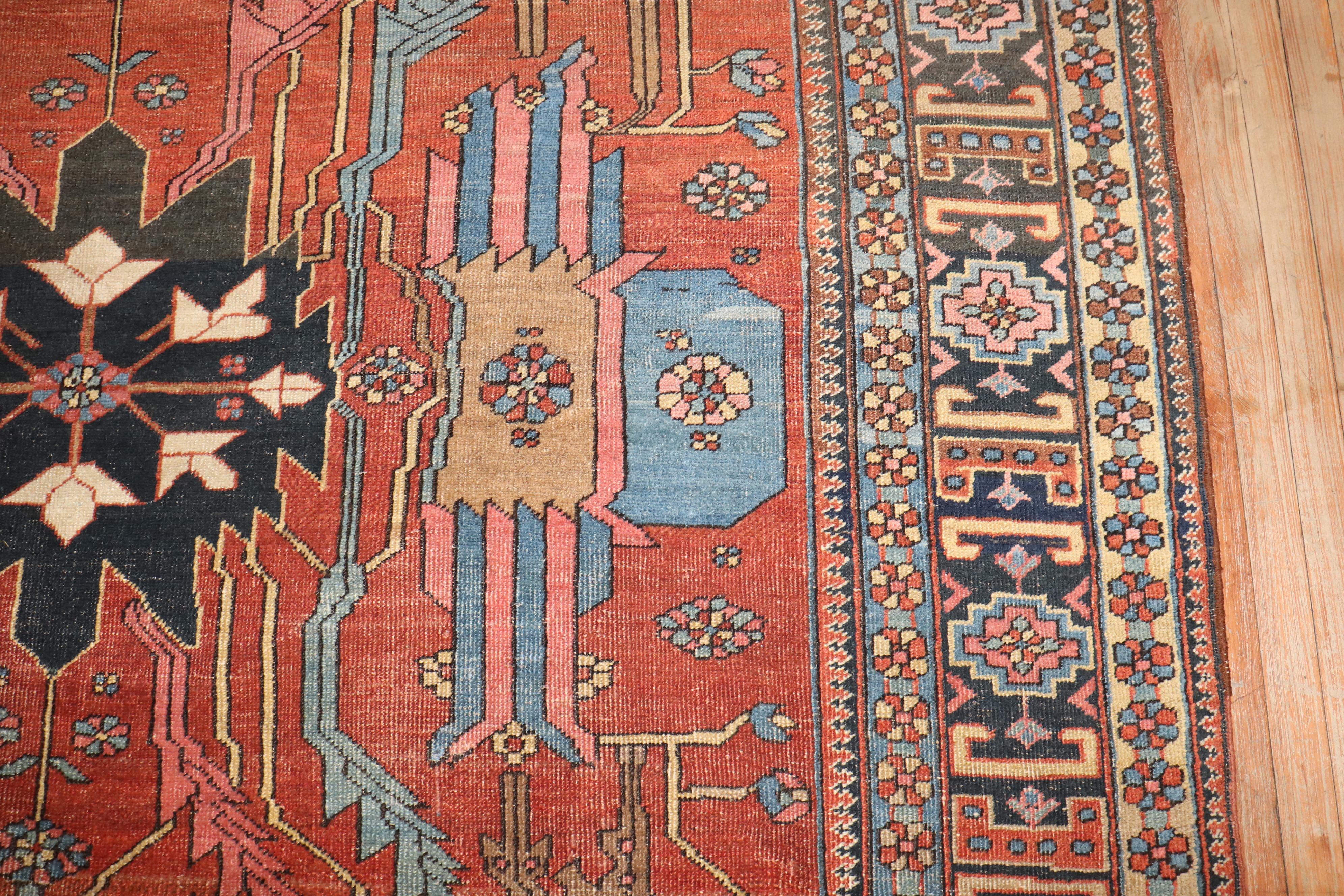Zabihi Collection Decorative Antique Persian Heriz Rug For Sale 3