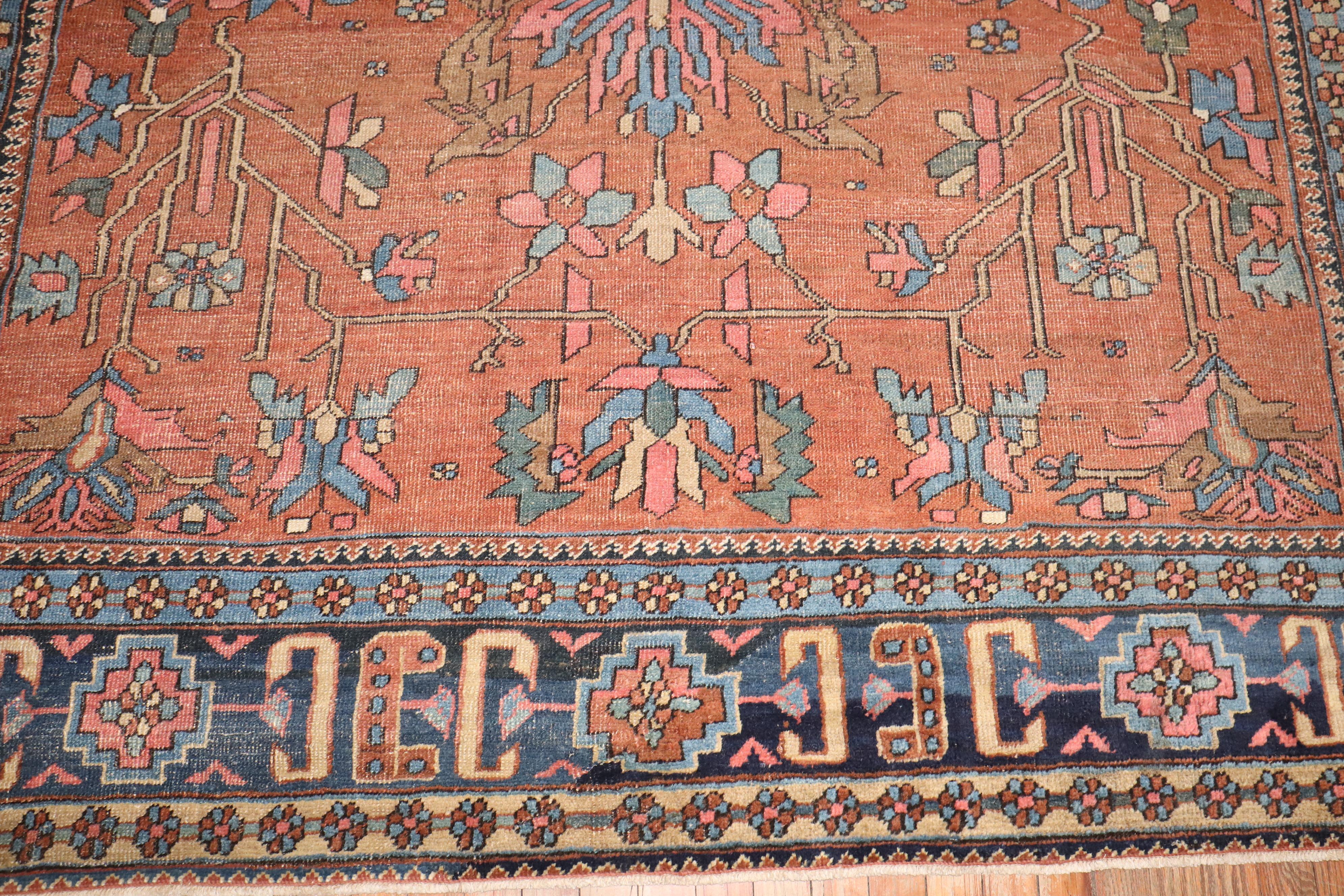 Zabihi Collection Decorative Antique Persian Heriz Rug In Good Condition For Sale In New York, NY