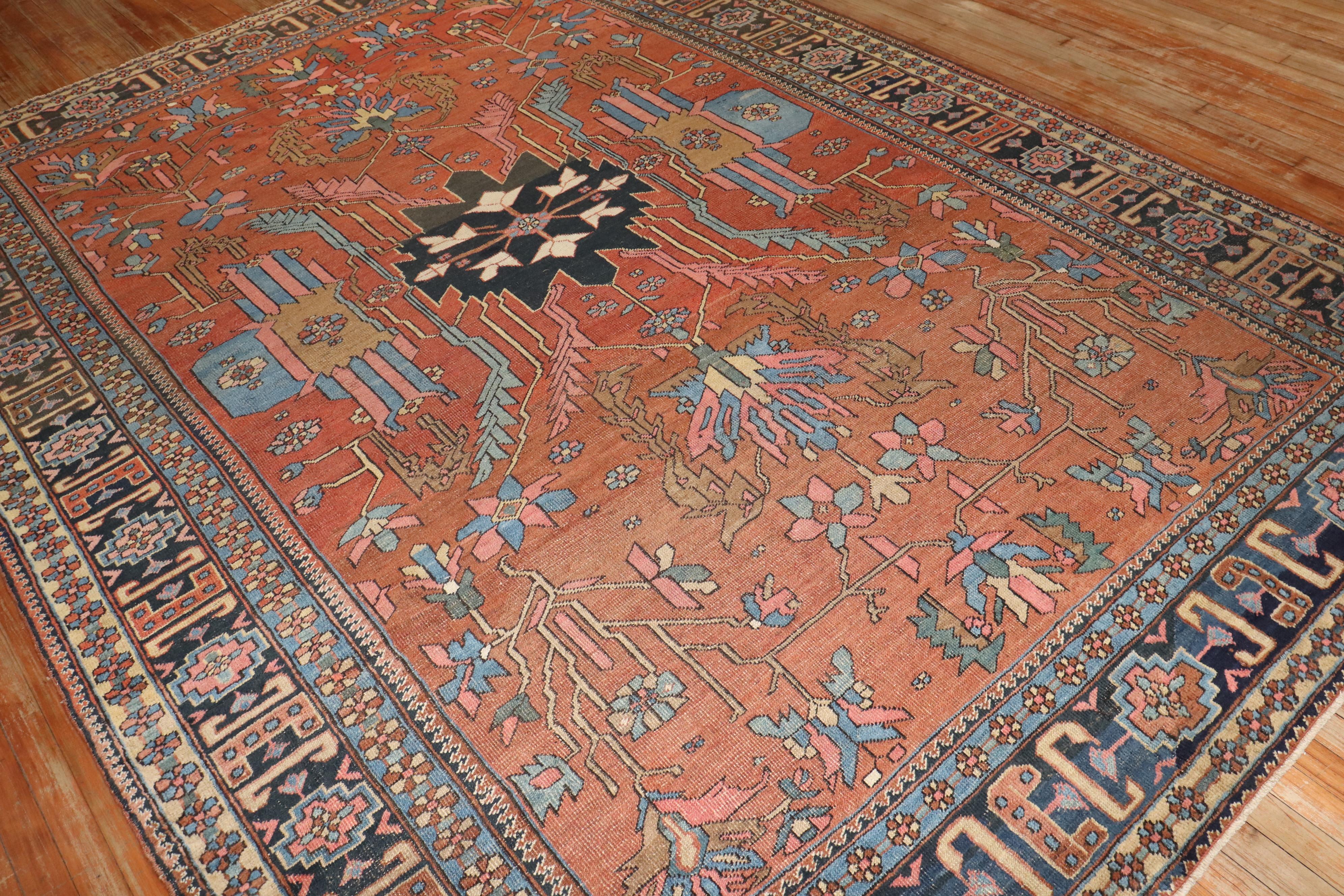 Wool Zabihi Collection Decorative Antique Persian Heriz Rug For Sale