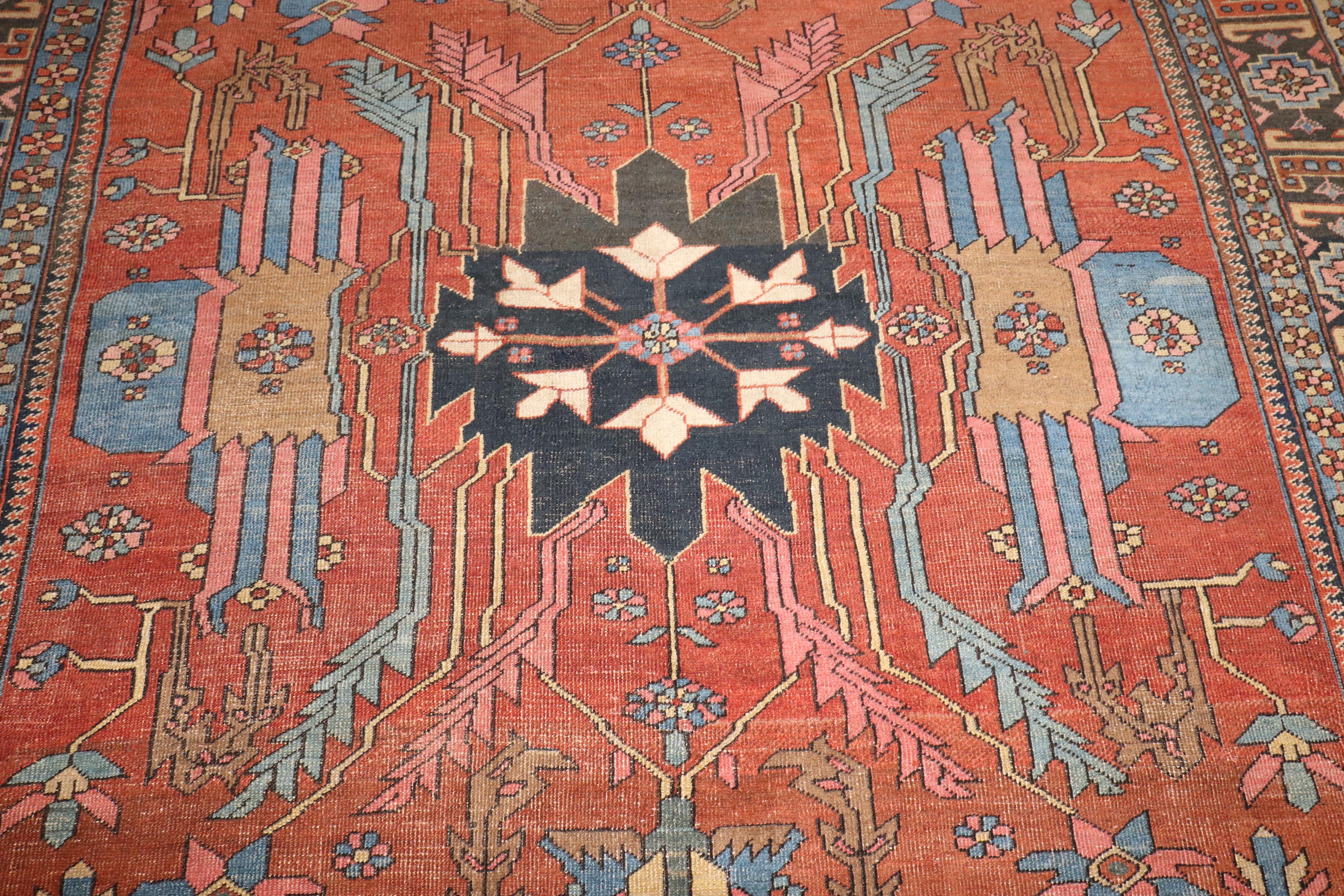 Zabihi Collection Decorative Antique Persian Heriz Rug For Sale 1
