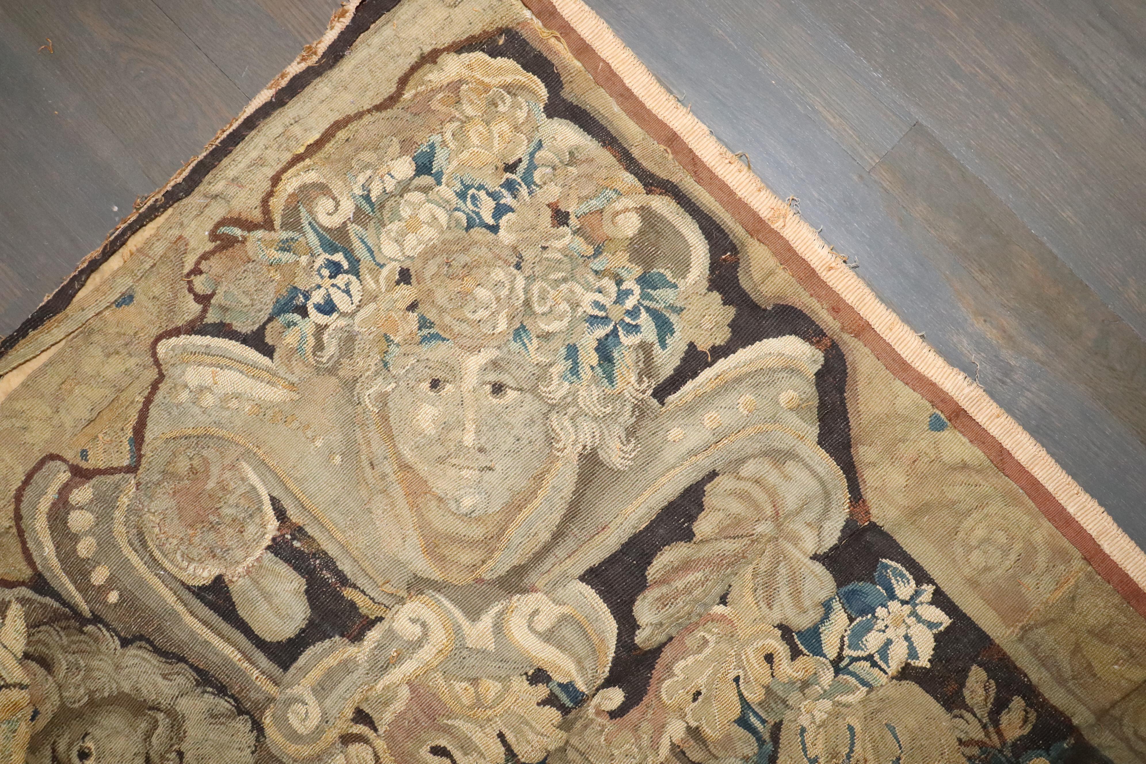 Zabihi Collection Distressed 18th Century French Tapestry In Distressed Condition In New York, NY