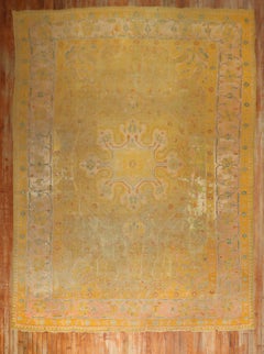 Zabihi Collection Distressed Colorful Antique Turkish Oushak 19th Century Rug