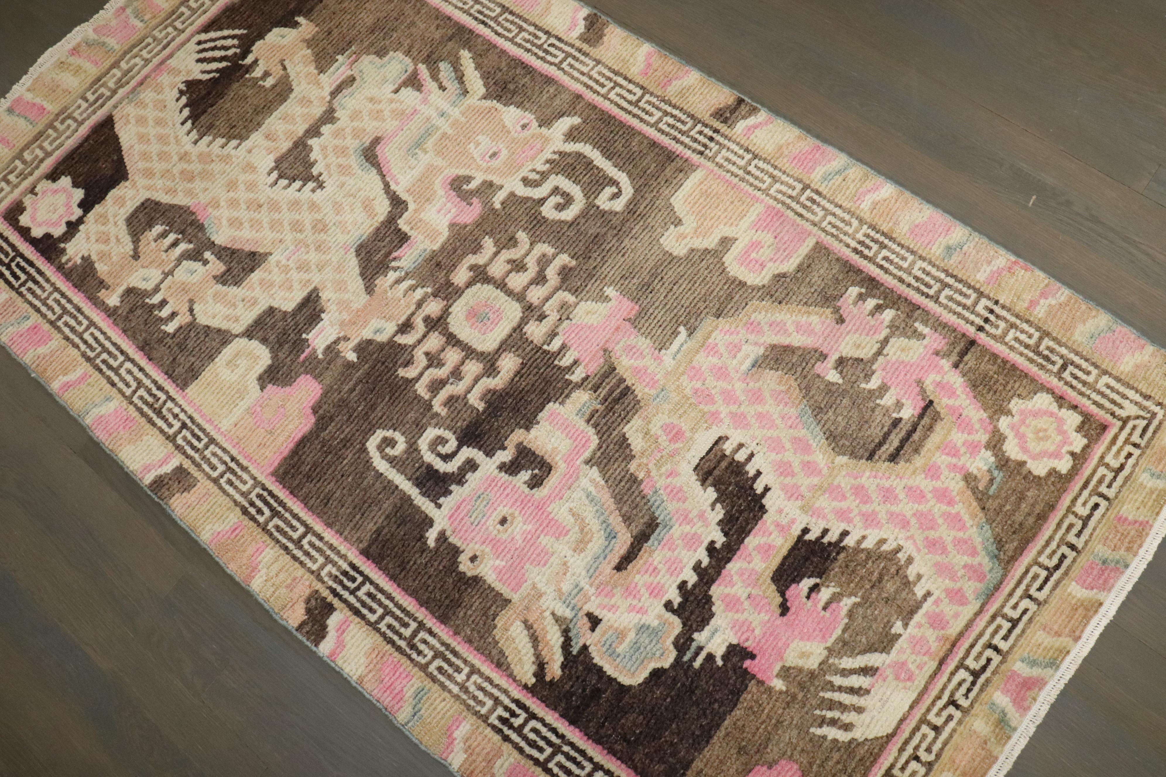 Zabihi Collection Dragon Vintage Rug For Sale 4