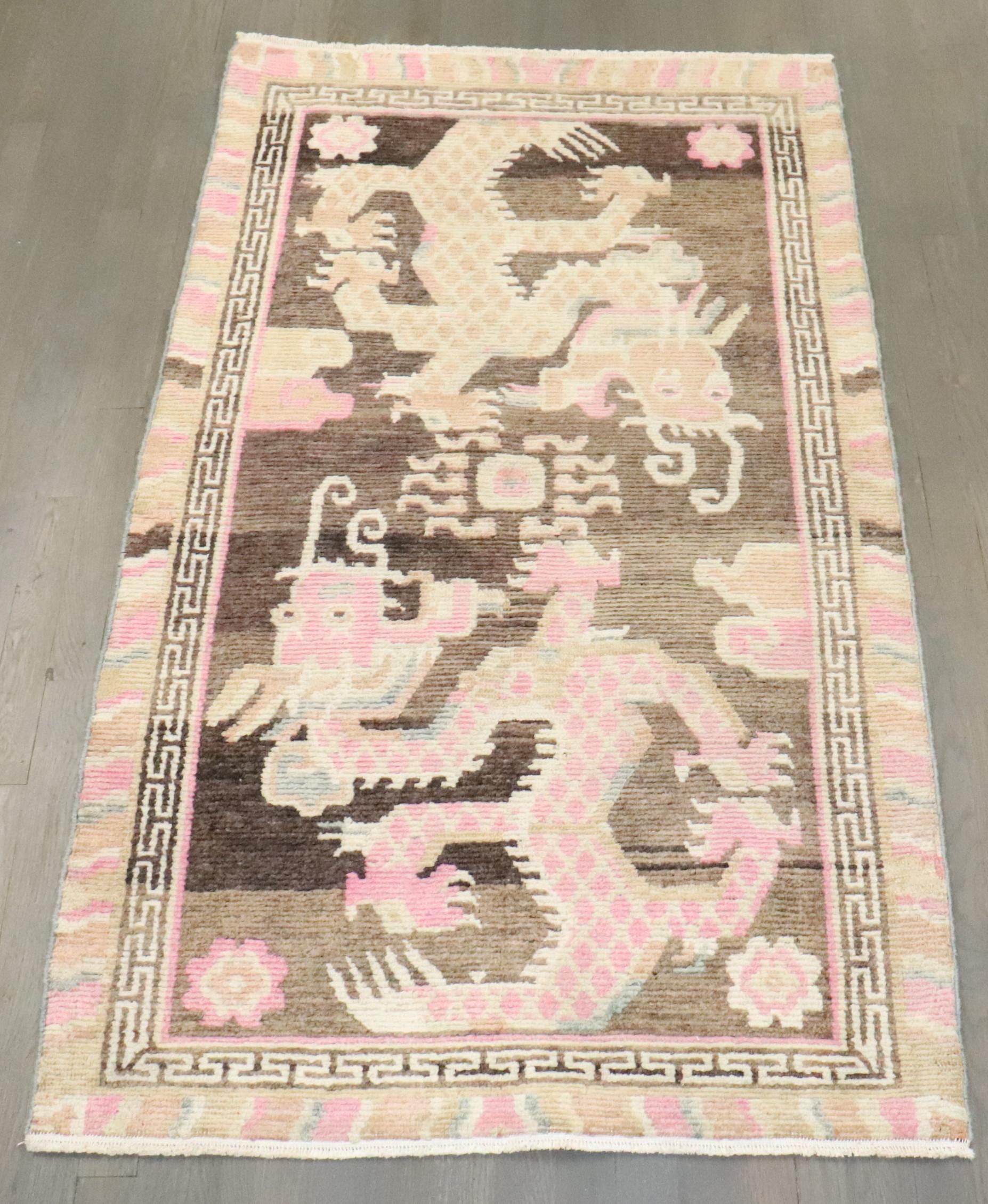 Tang Zabihi Collection Dragon Vintage Rug For Sale