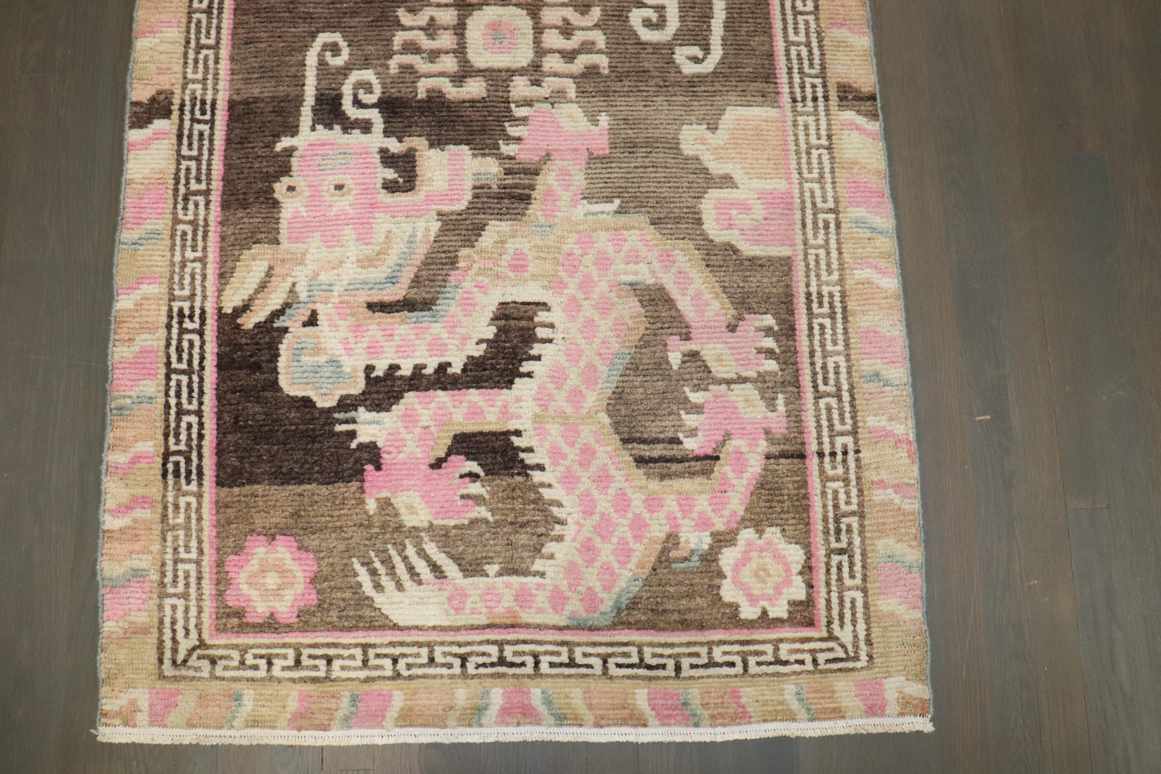 Hand-Woven Zabihi Collection Dragon Vintage Rug For Sale