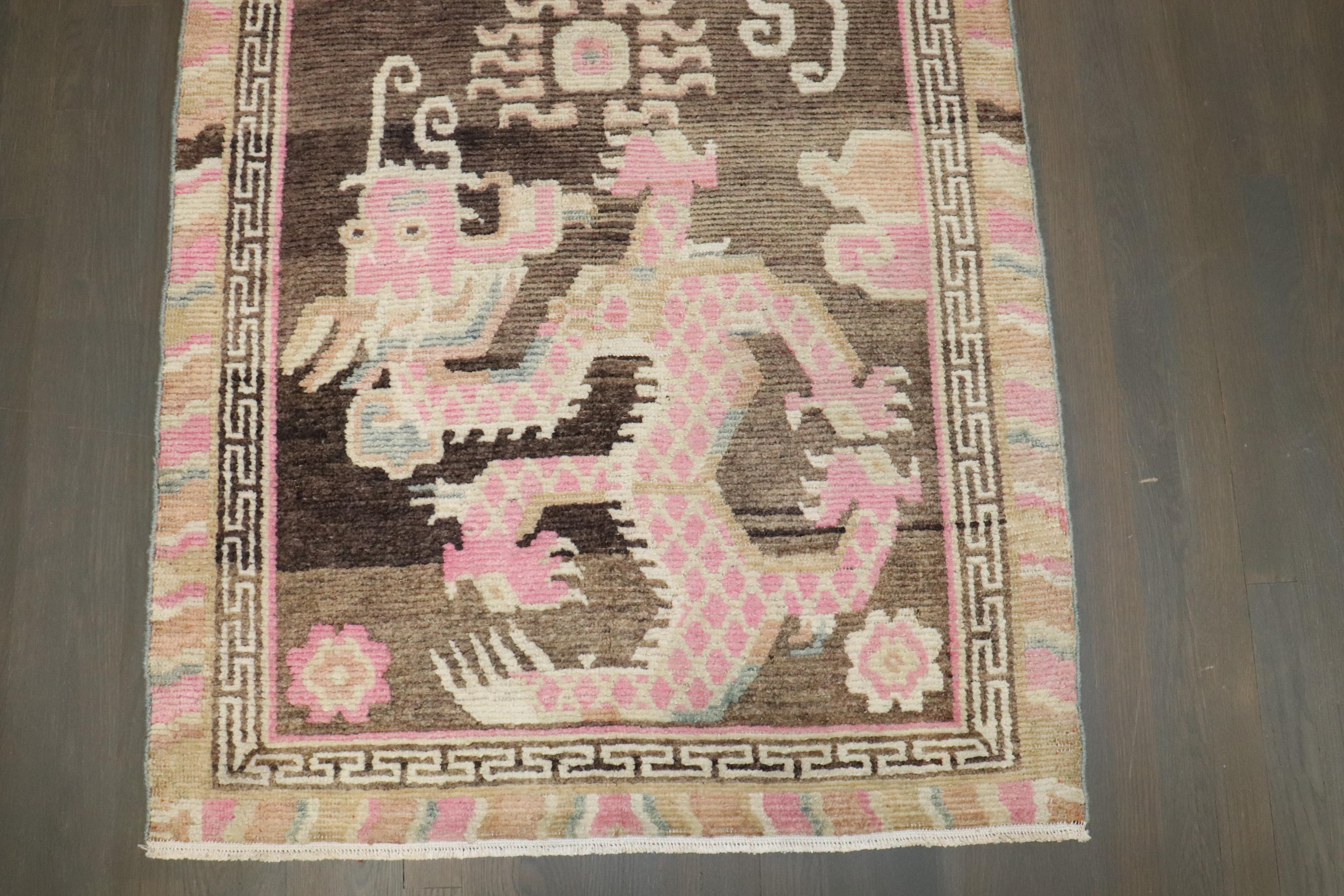 Wool Zabihi Collection Dragon Vintage Rug For Sale