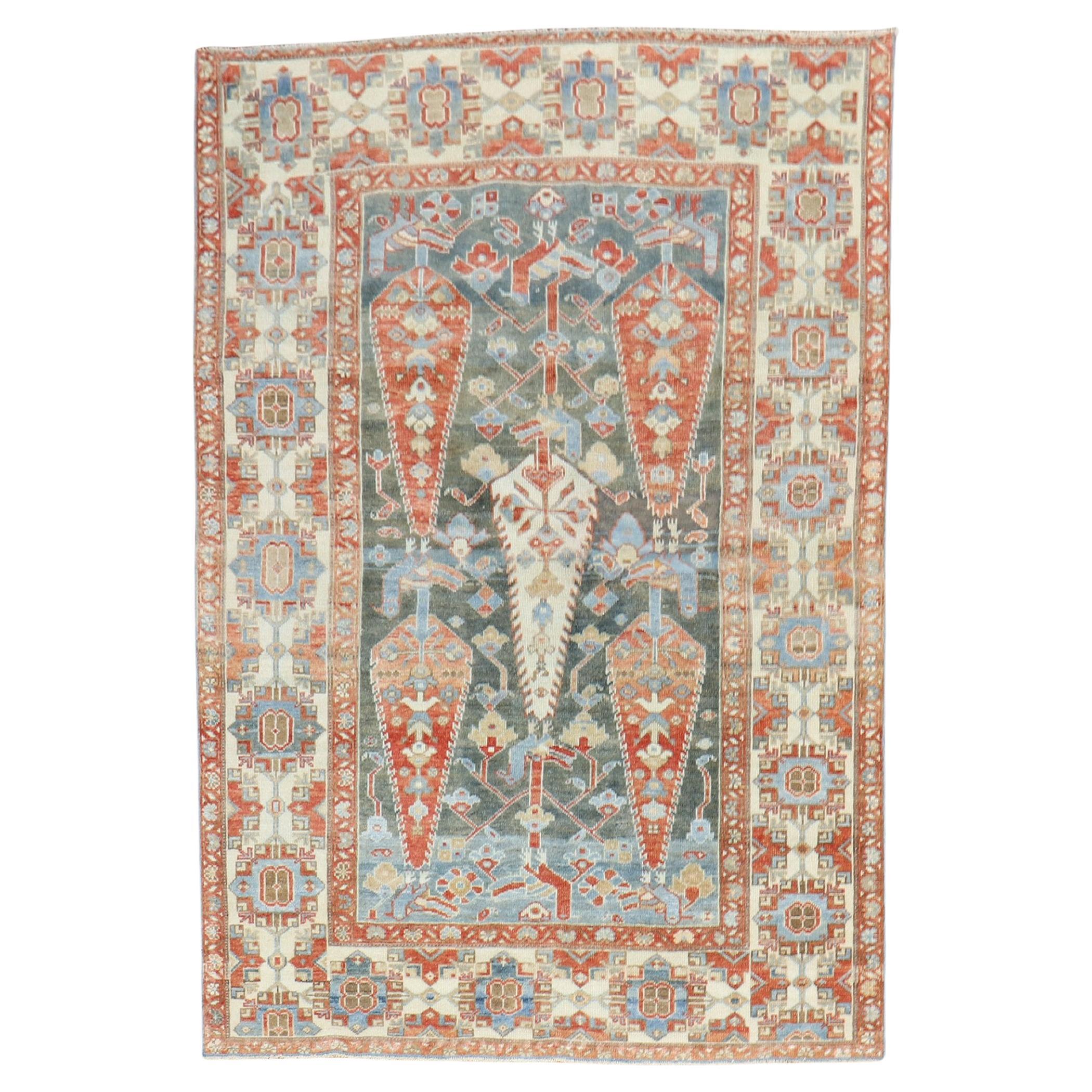Zabihi Collection Dramatic Accent Size Antique Persian Bakhtiari Rug