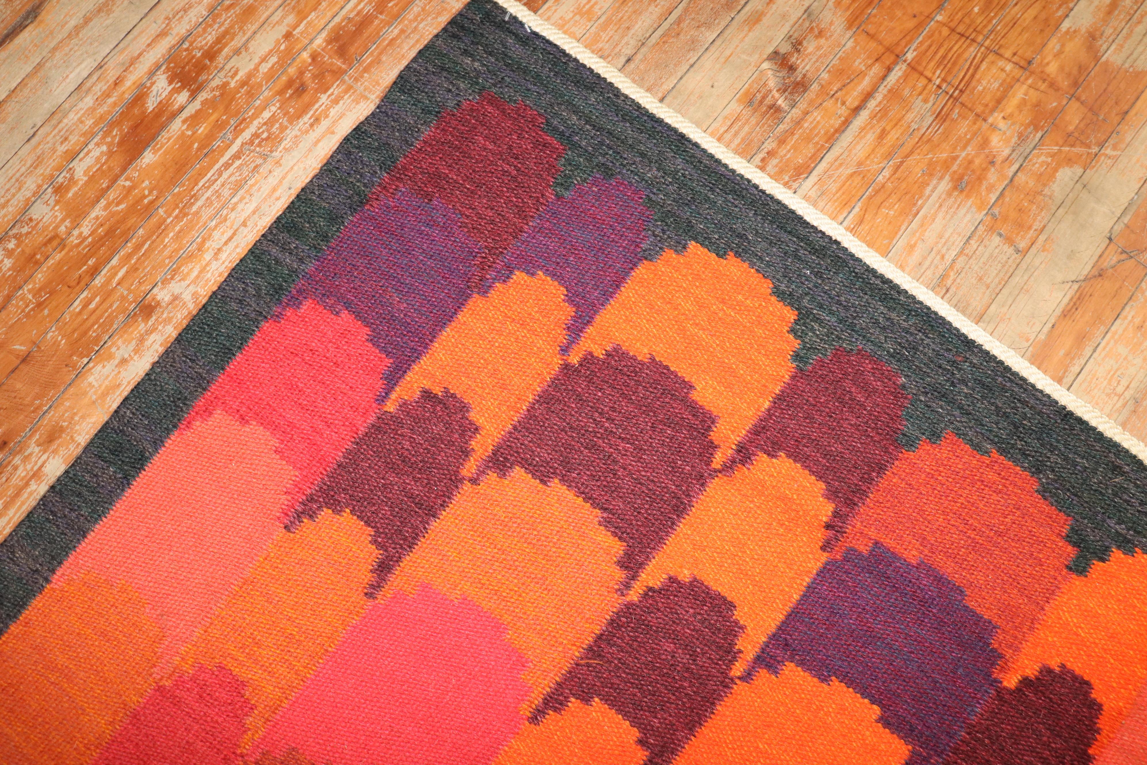 Zabihi Collection Dramatic Irma Kronlund Swedish Kilim In Good Condition For Sale In New York, NY