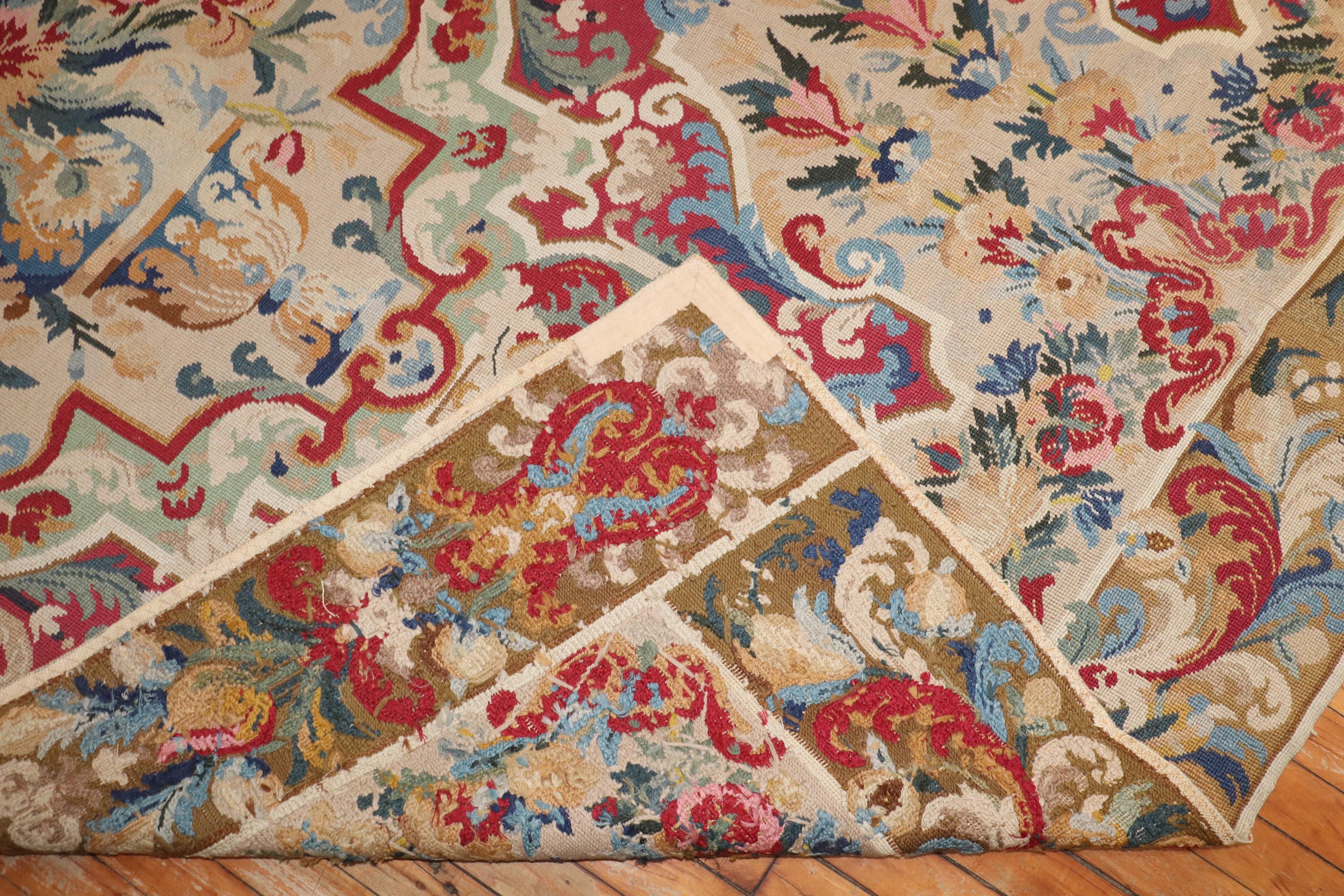 Aubusson Zabihi Collection Dramatic Mid 19th Century English Needlepoint For Sale