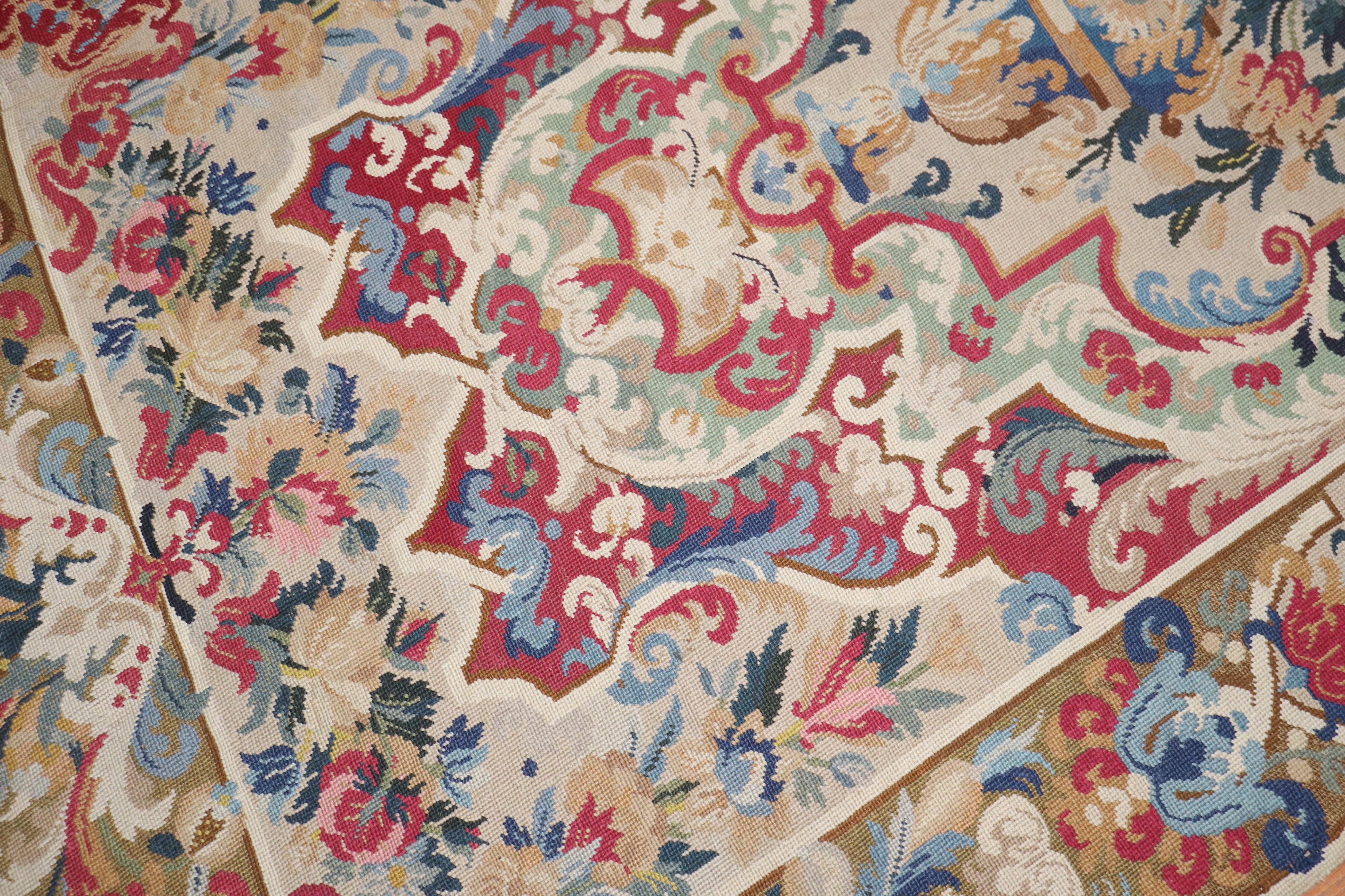 Zabihi Collection Dramatic Mid 19th Century English Needlepoint In Good Condition For Sale In New York, NY