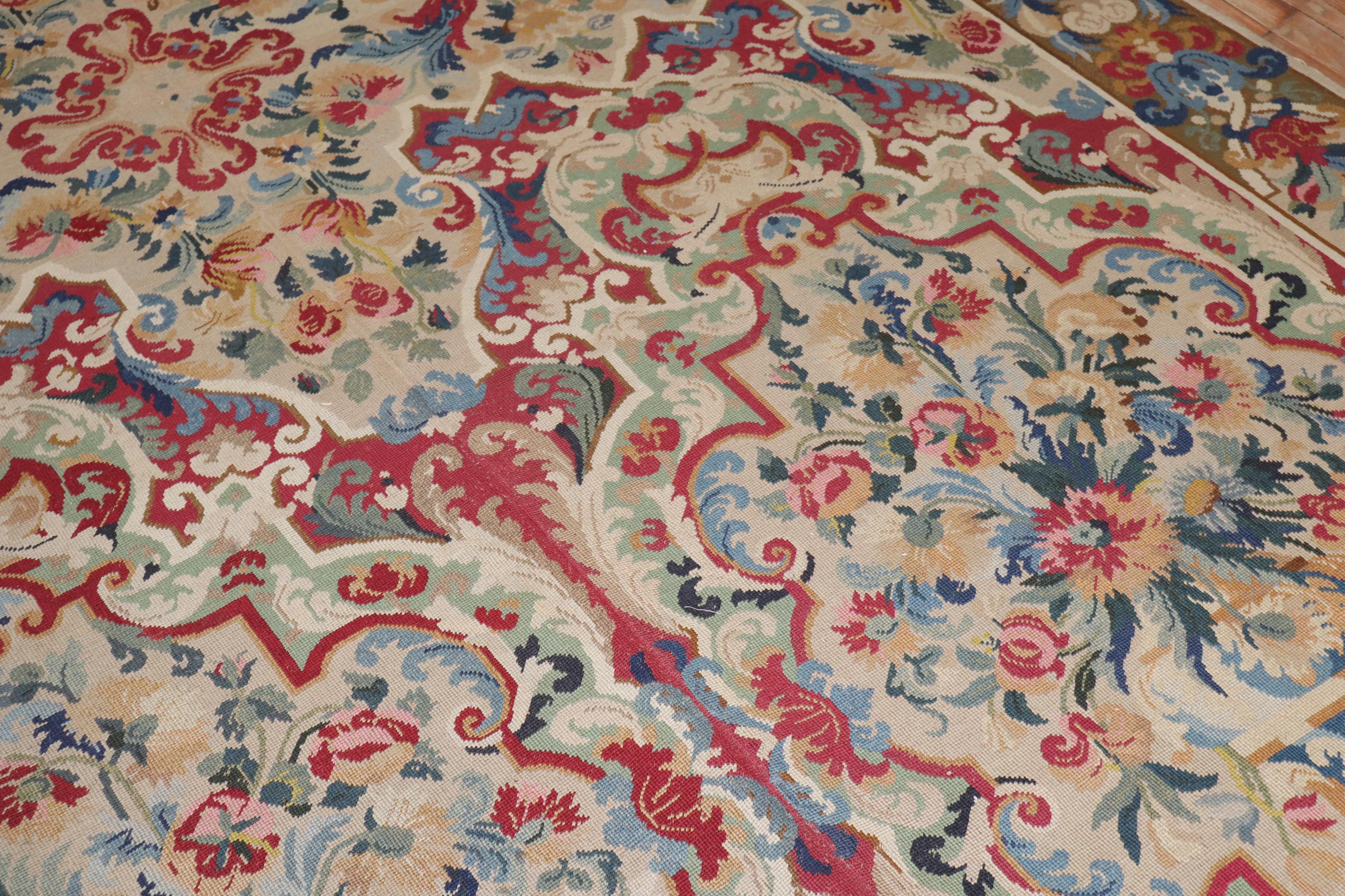 Zabihi Collection Dramatic Mid 19th Century English Needlepoint For Sale 4