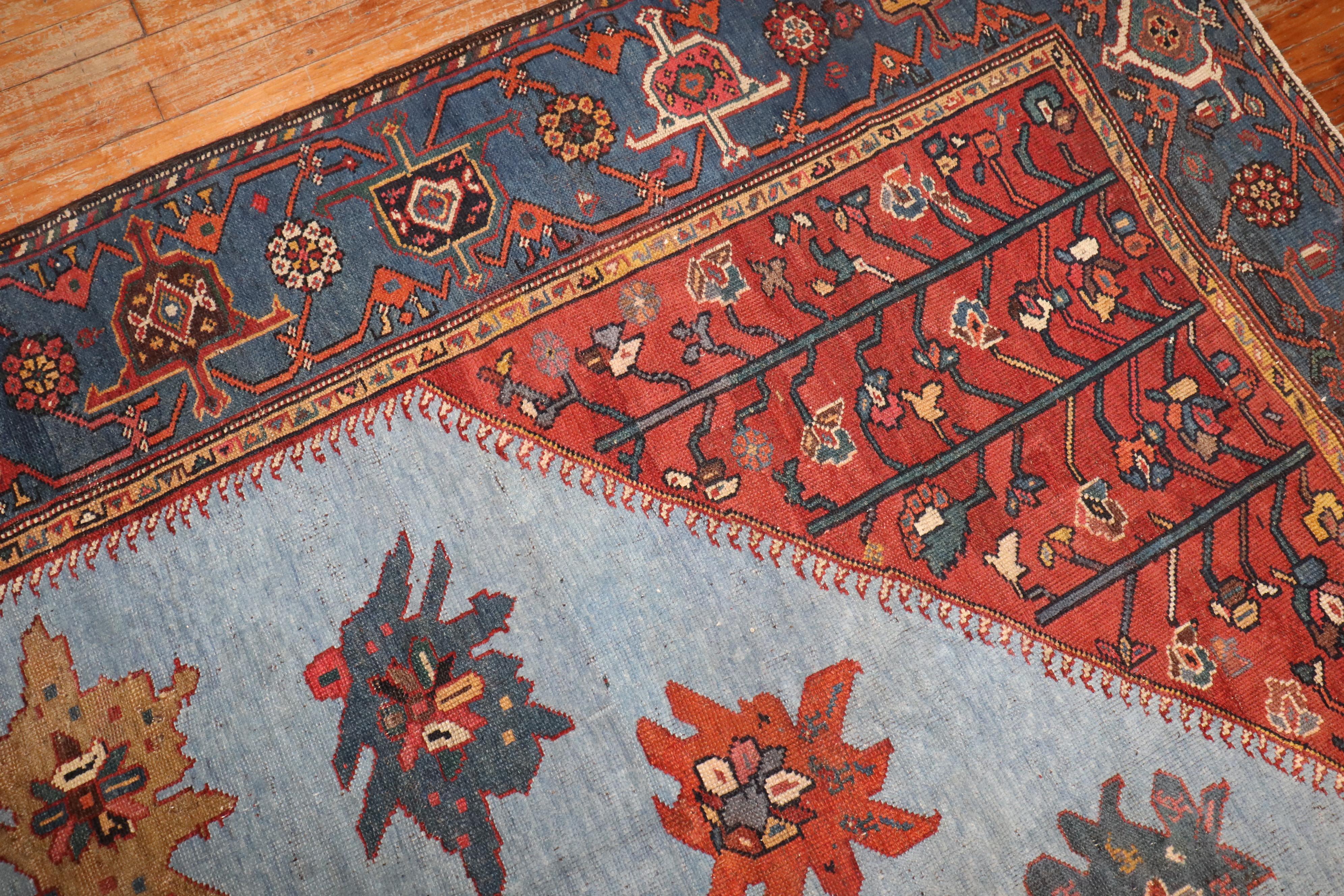 Zabihi Collection Dramatic Room Size Square Antique Persian Bakhtiari Rug For Sale 5