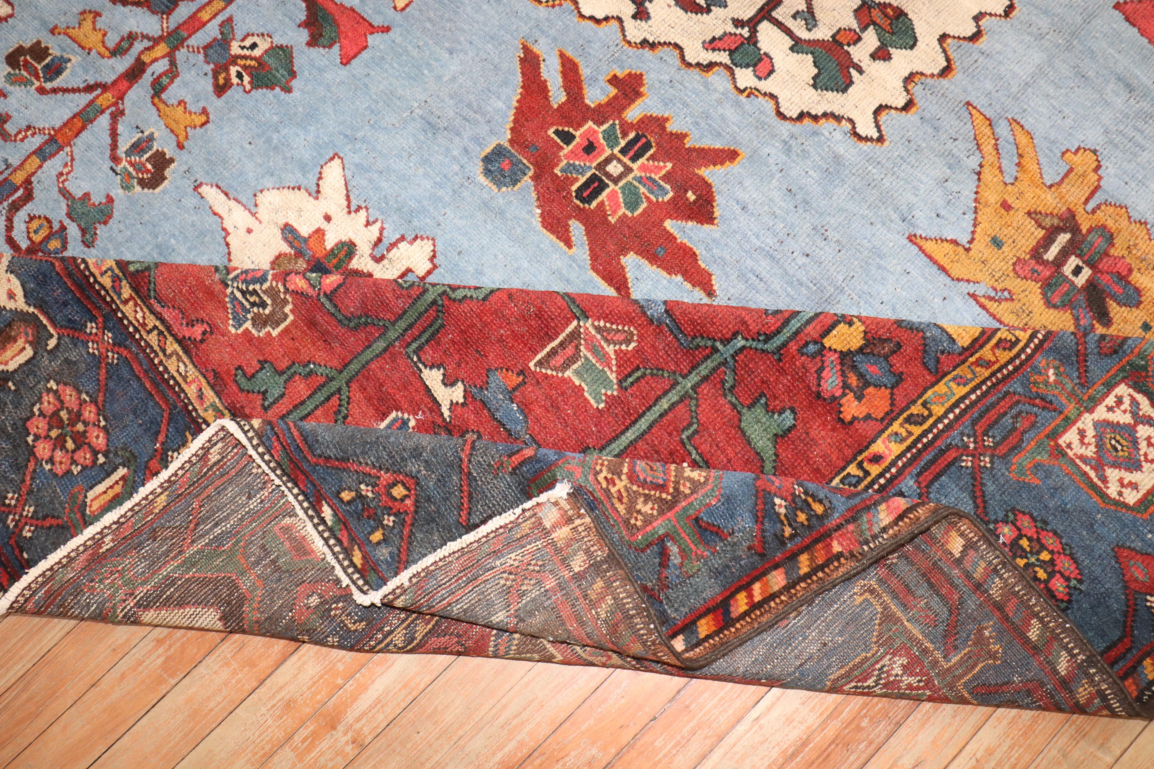 Zabihi Collection Dramatic Room Size Square Antique Persian Bakhtiari Rug For Sale 6