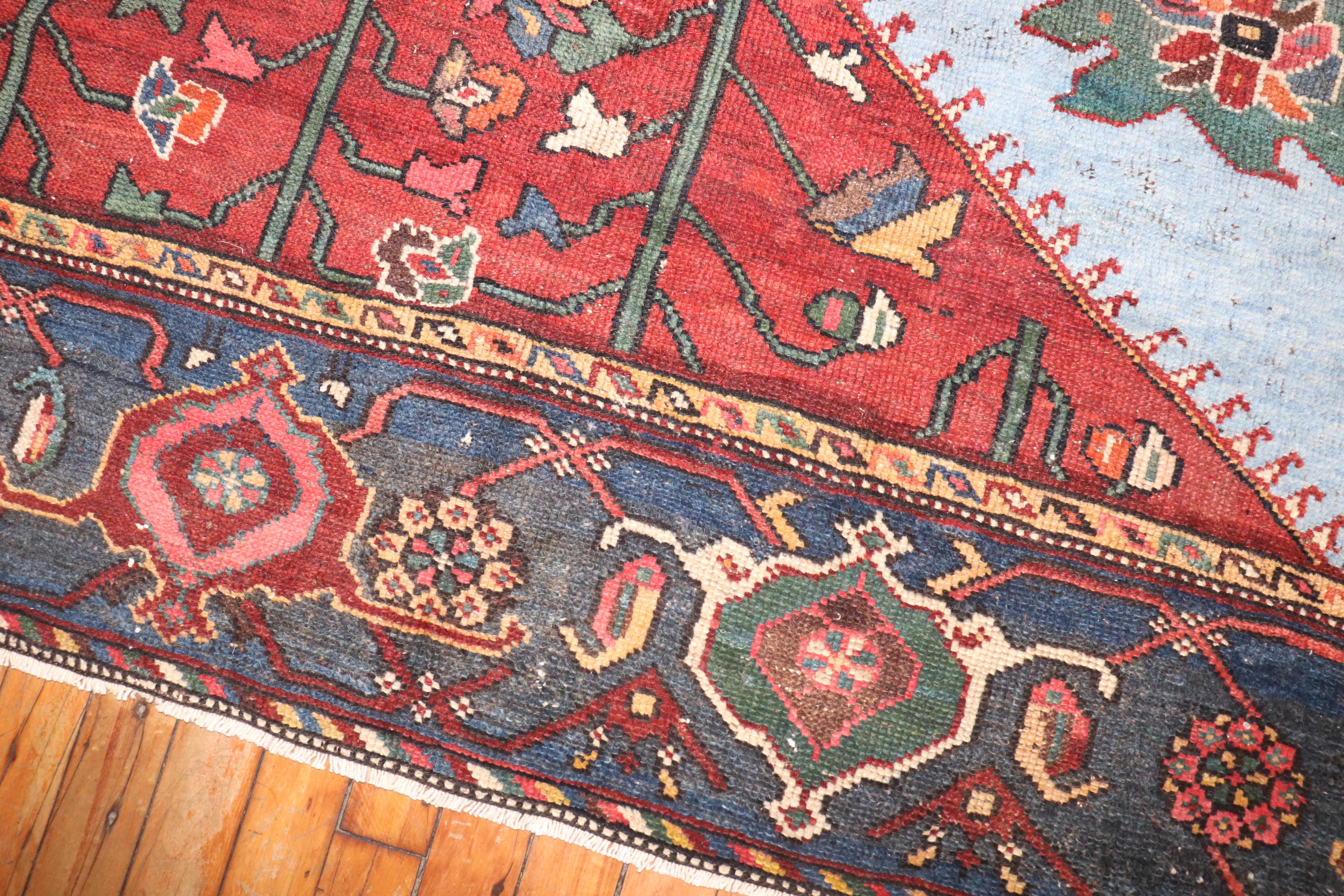 Zabihi Collection Dramatic Room Size Square Antique Persian Bakhtiari Rug For Sale 2