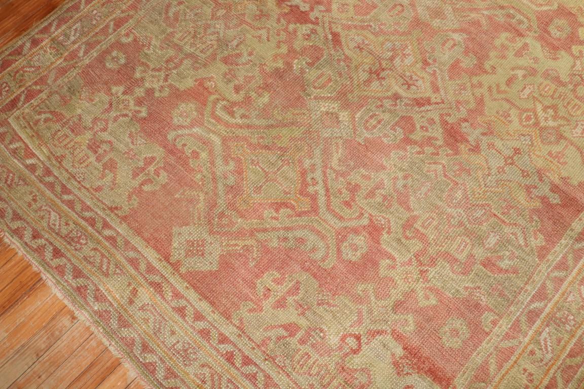 Wool Zabihi Collection Early 20th Century Antique Turkish Oushak Square Rug For Sale