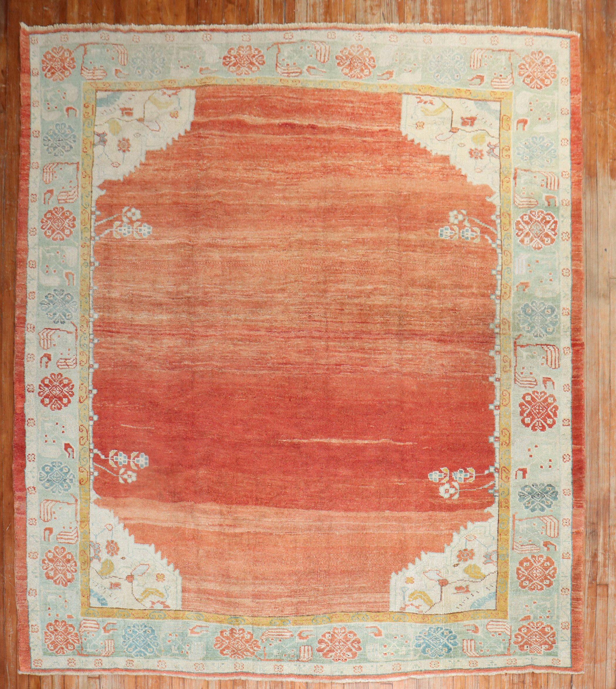 Zabihi Collection Early 20th Century Antique Turkish Oushak Square Rug For Sale 3