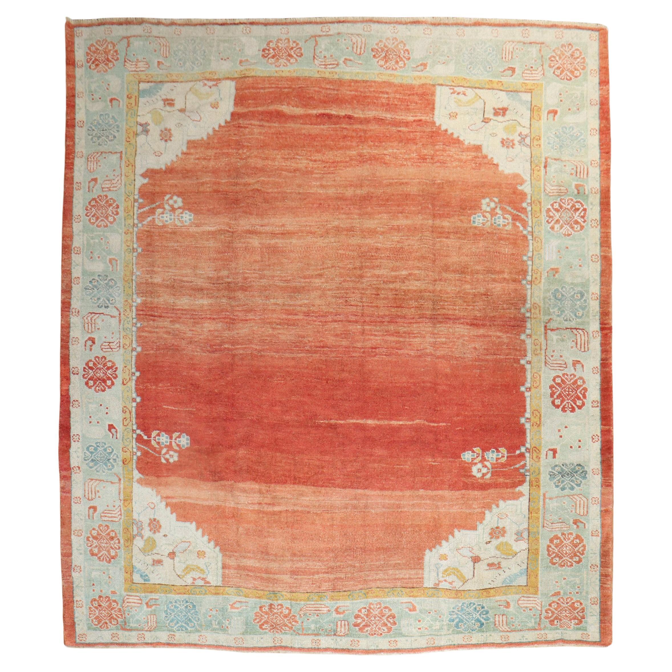 Zabihi Collection Early 20th Century Antique Turkish Oushak Square Rug For Sale