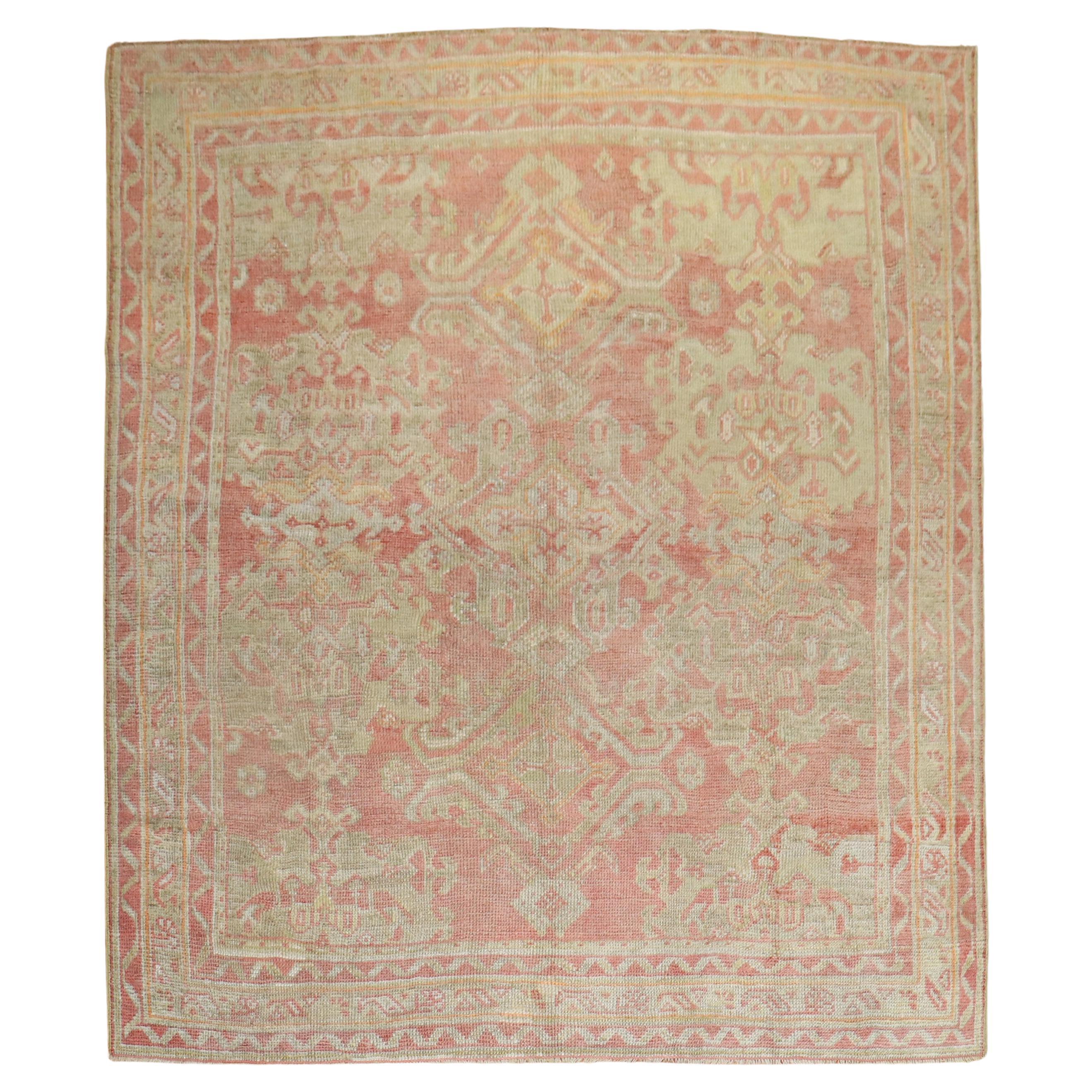 Zabihi Collection Early 20th Century Antique Turkish Oushak Square Rug For Sale