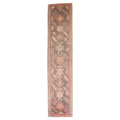 Zabihi Collection Early 20th century Brown Turkish Oushak Narrow Runner