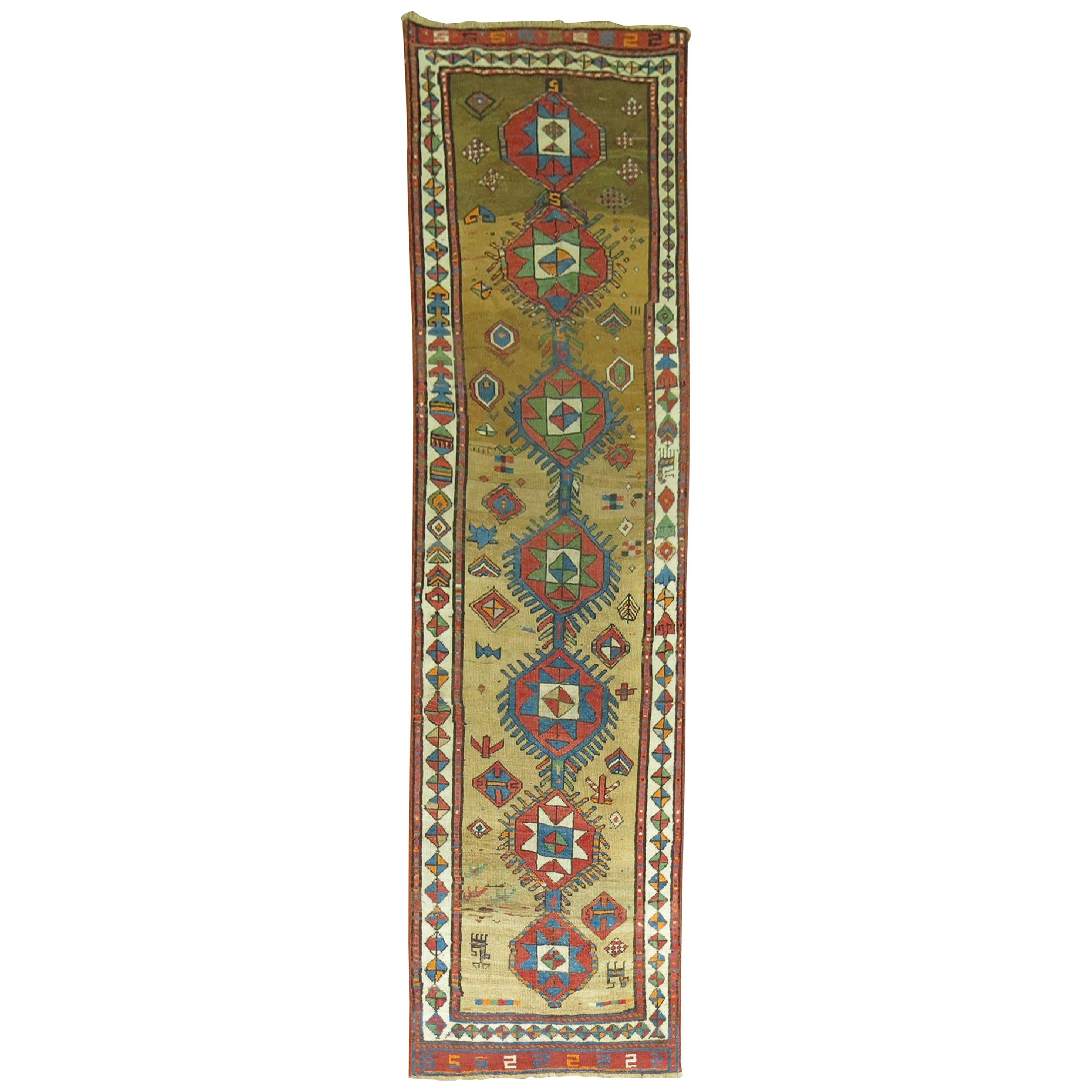 Zabihi Collection early 20th Century Camel Hair Serab Narrow Runner For Sale