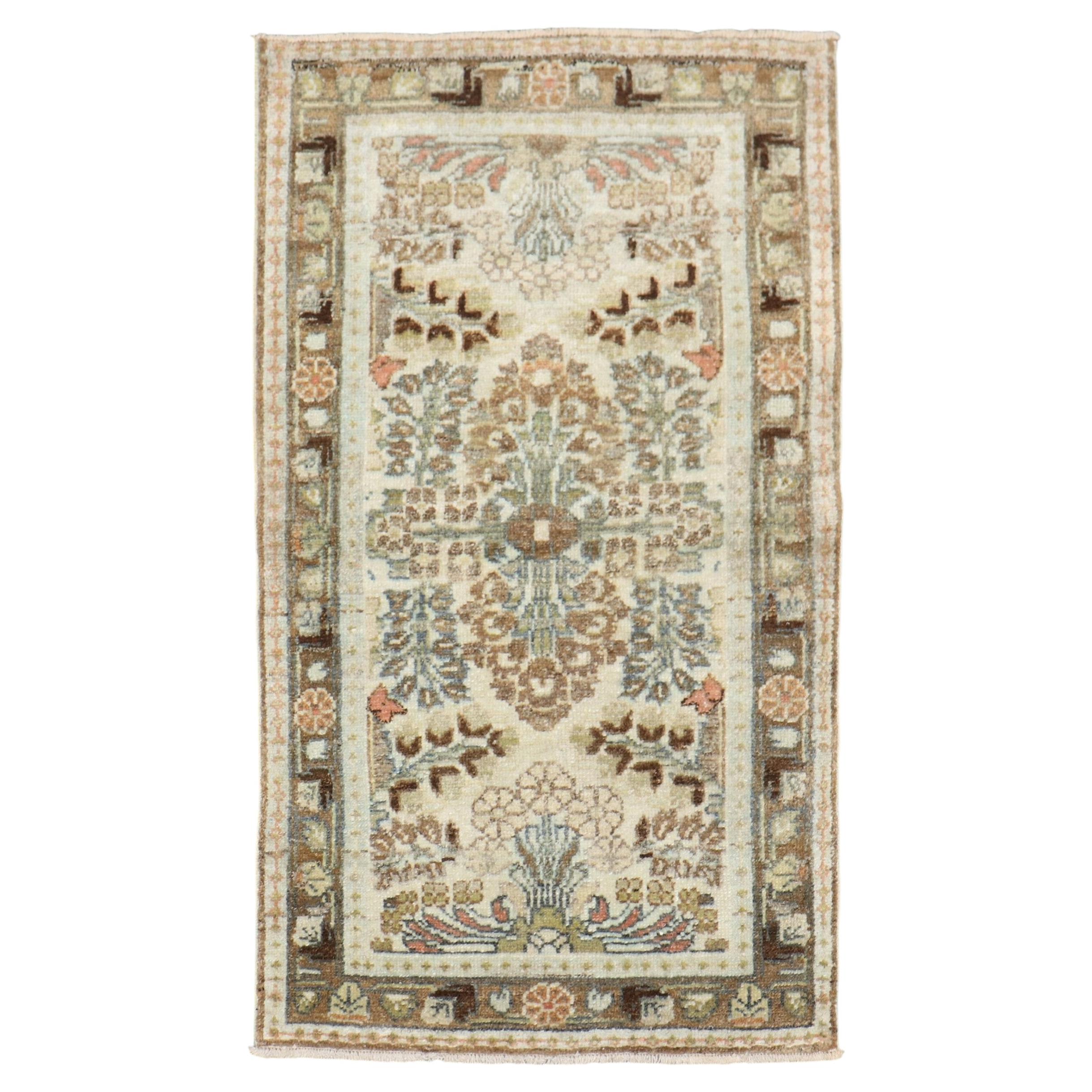 Zabihi Collection Early 20th Century Floral Small Rug