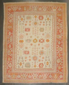 Zabihi Collection Early 20th Century Ivory Antique Turkish Oushak Carpet