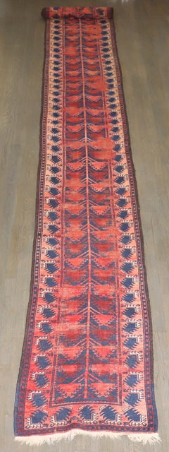 Zabihi Collection'S inizio XX secolo Runner Balouch lungo e stretto, 2' x 19'9''