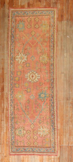 Zabihi Collection Early 20th Century Orange Turkish Oushak Runner