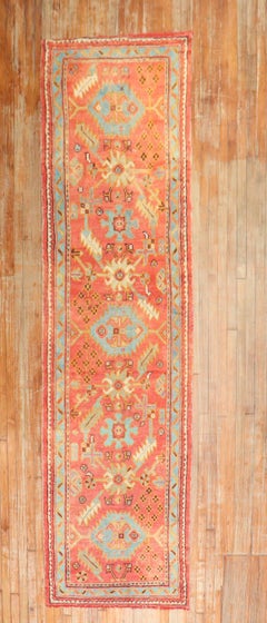 Zabihi Collection Early 20th Century Orange Turkish Oushak Runner