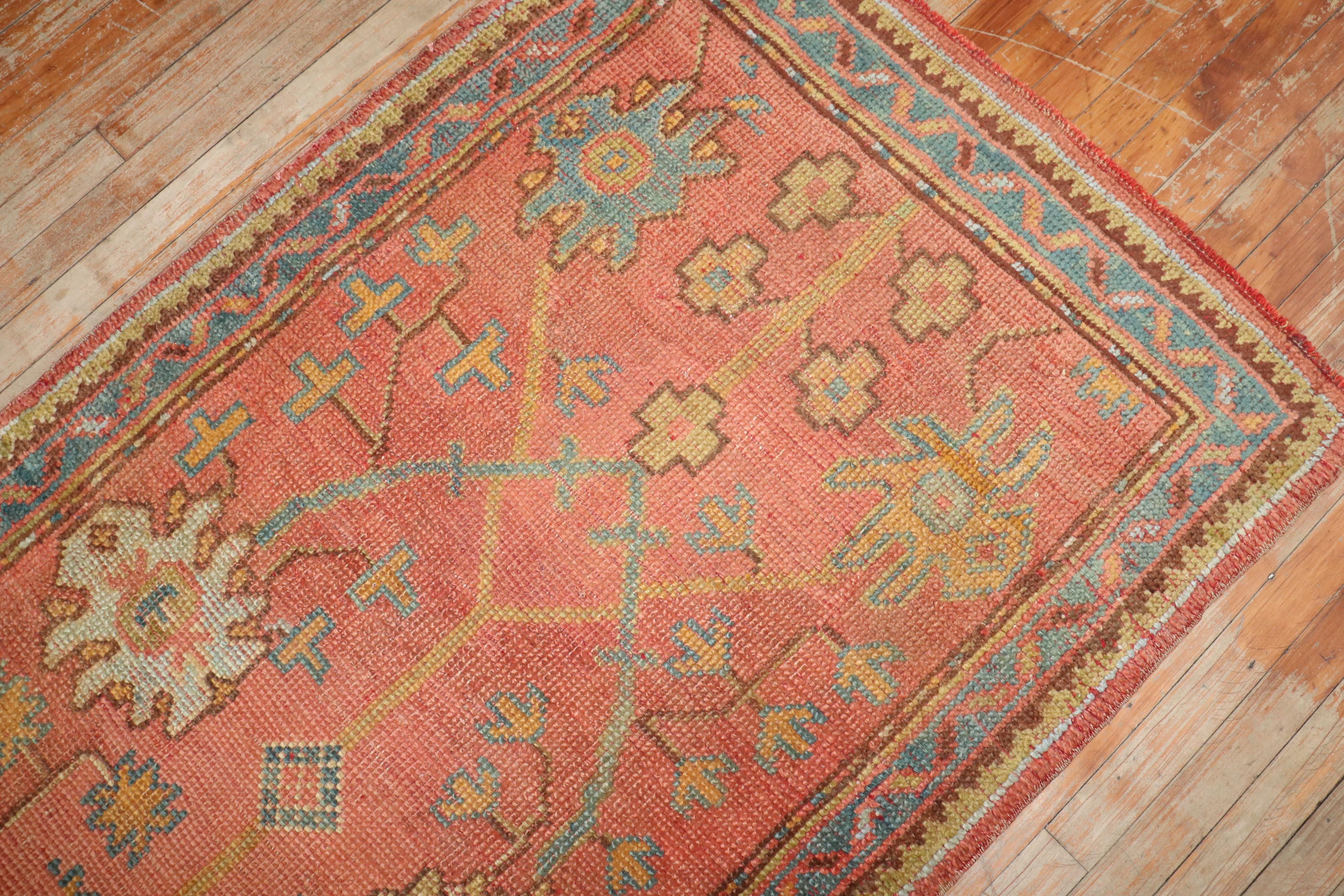 Collection S S du début du 20e siècle Couloir Oushak turc orange de Zabihi en vente 2