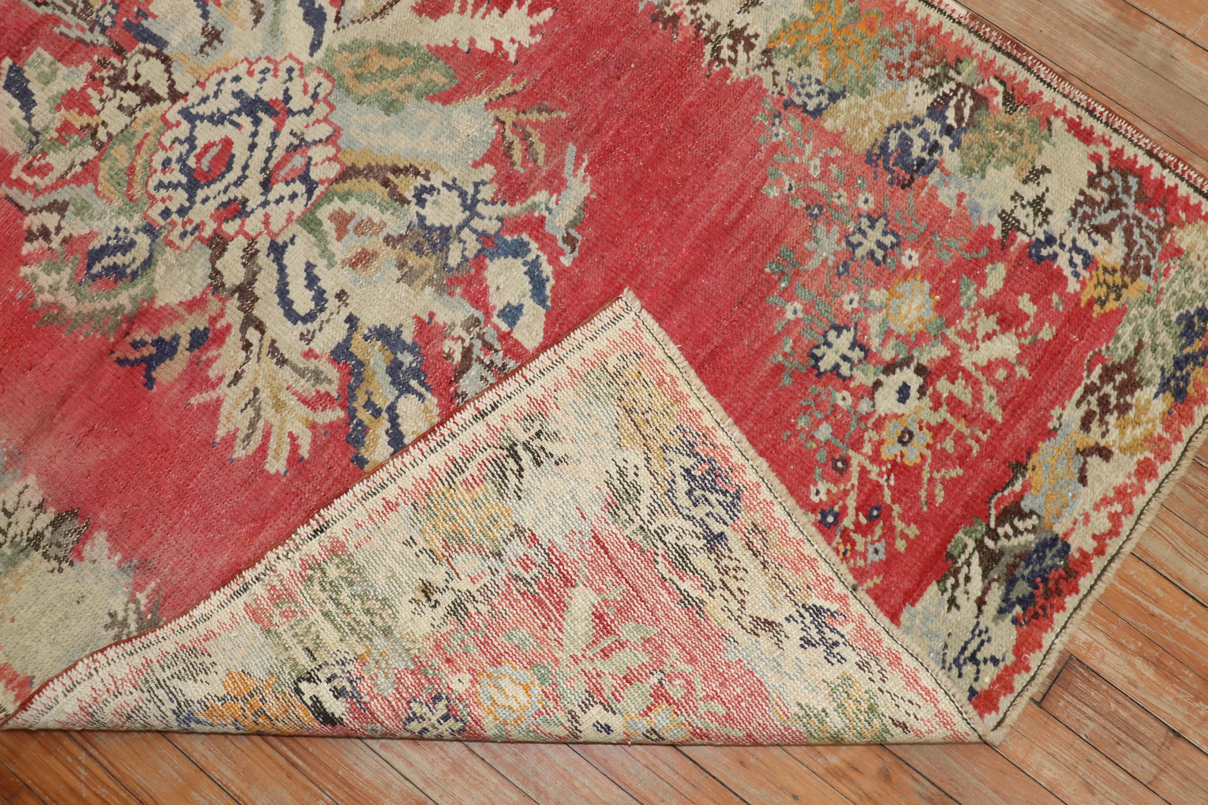 Zabihi Collection Early 20th Century Pink Turkish Ghiordes Rug For Sale 1