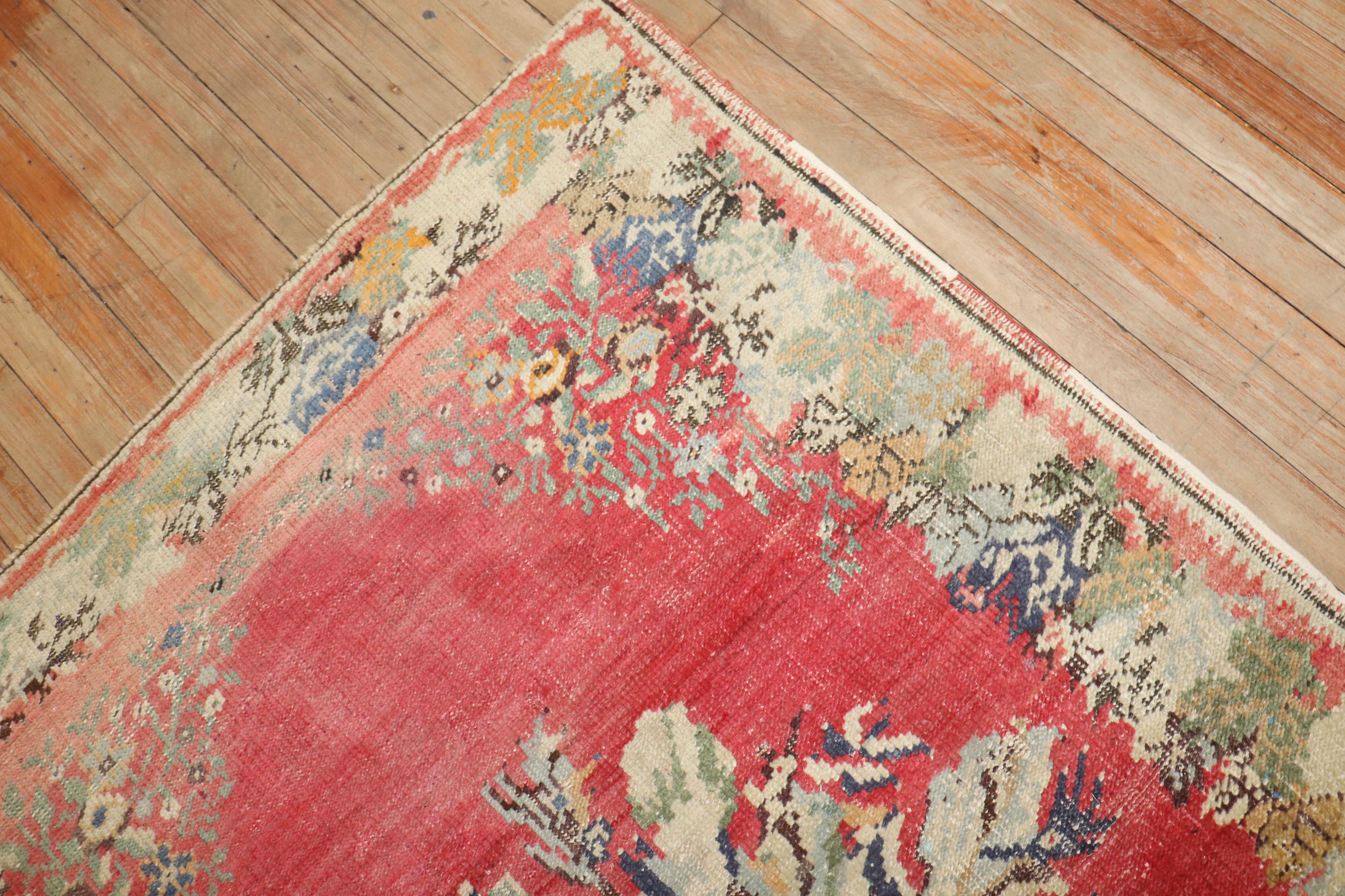 Zabihi Collection Early 20th Century Pink Turkish Ghiordes Rug For Sale 3