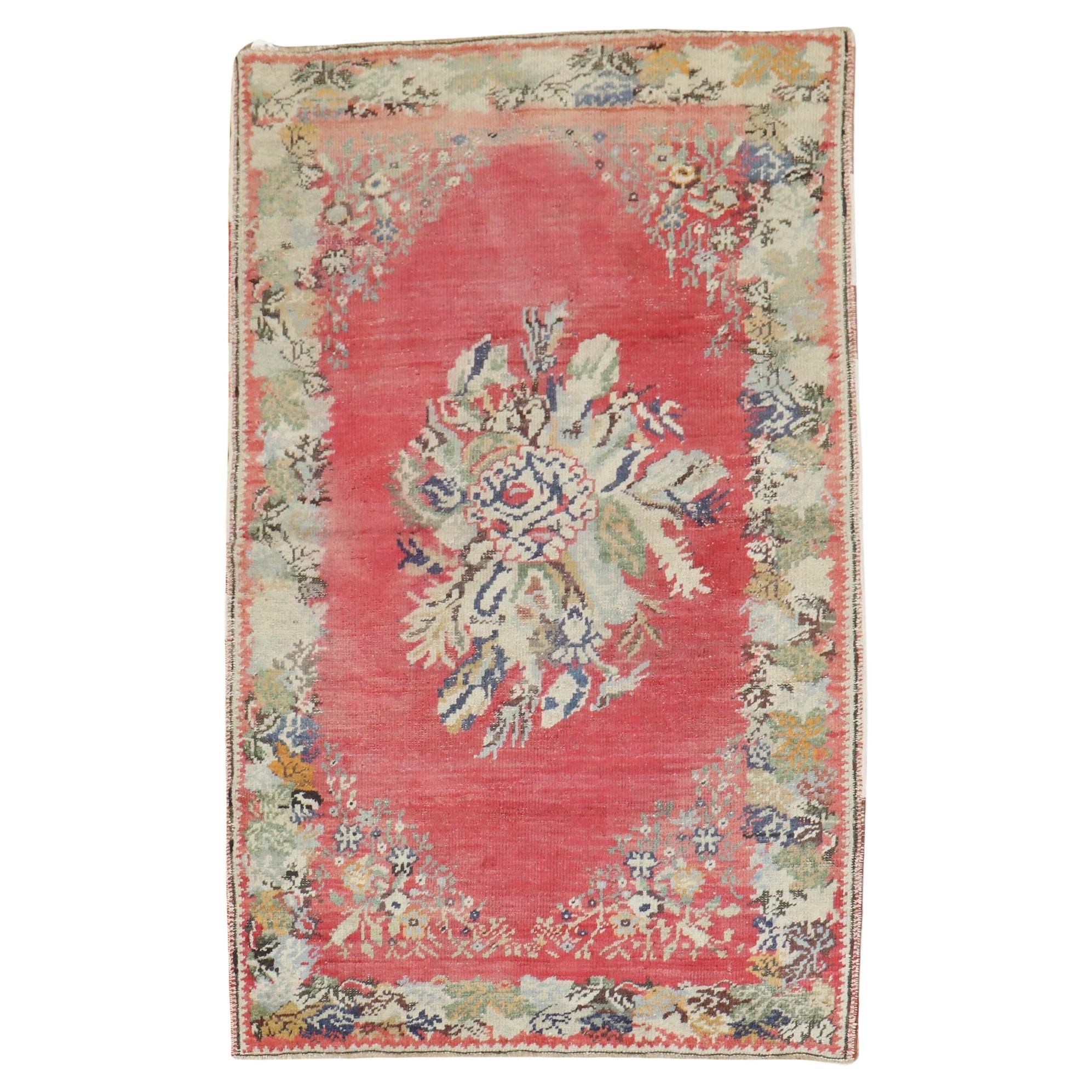 Zabihi Collection Early 20th Century Pink Turkish Ghiordes Rug For Sale