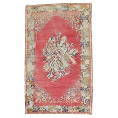 Vintage Zabihi Collection Early 20th Century Pink Turkish Ghiordes Rug