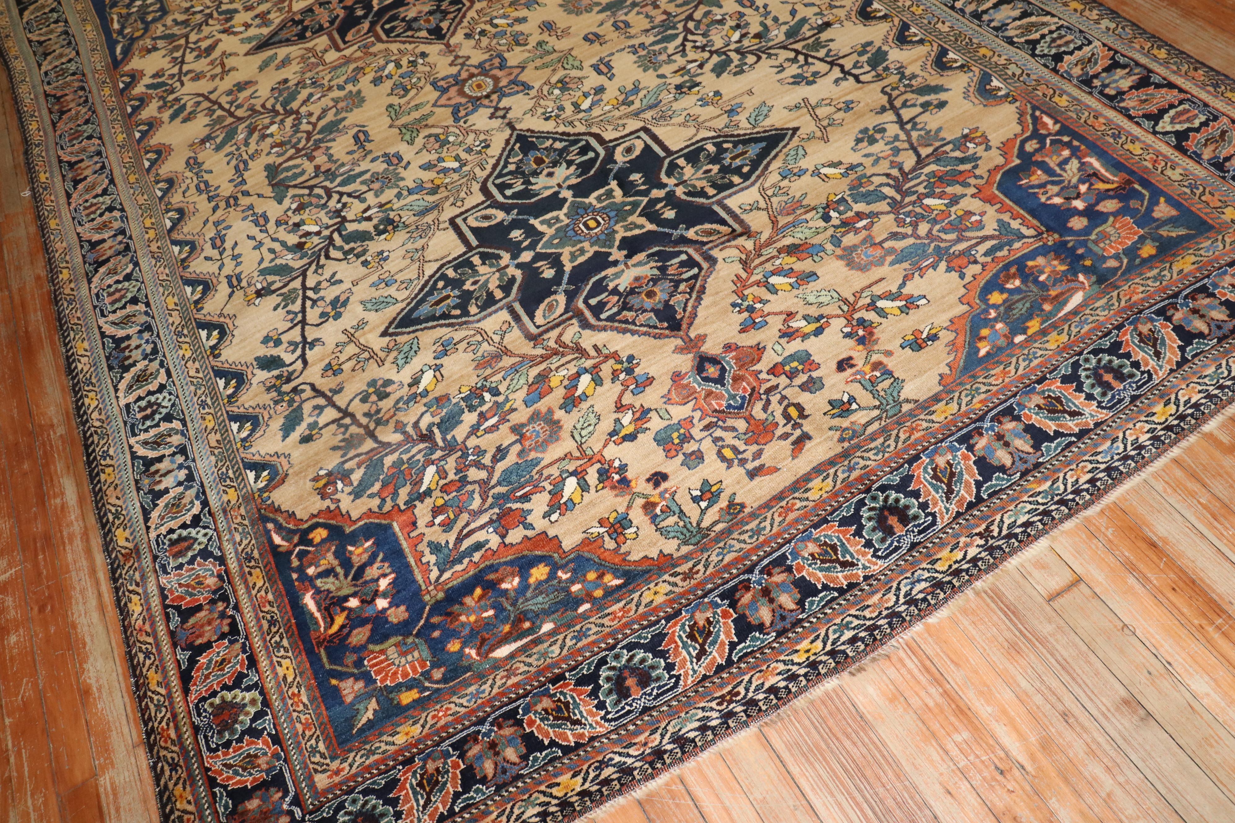 Zabihi Collection Early 20th Century Qashqai Rare Small Room Size Rug For Sale 6