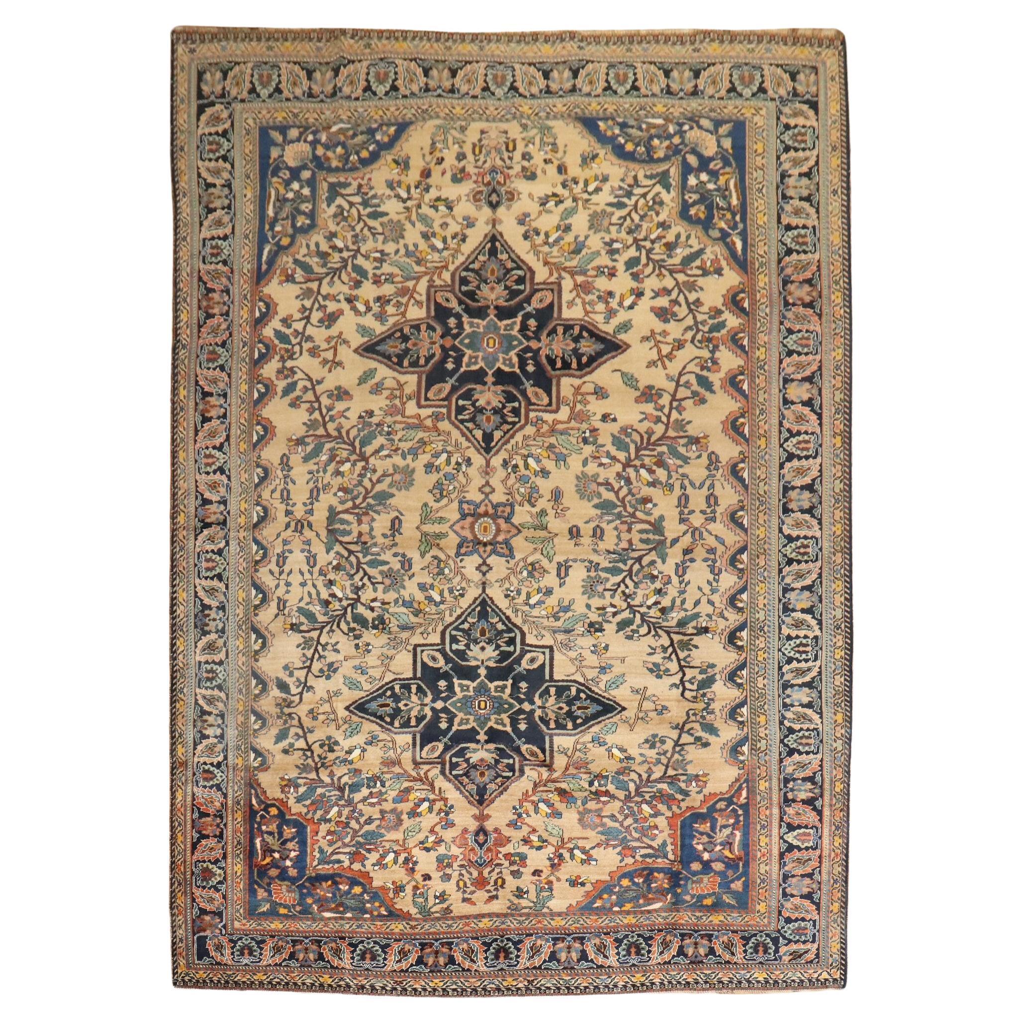 Zabihi Collection Early 20th Century Qashqai Rare Small Room Size Rug For Sale