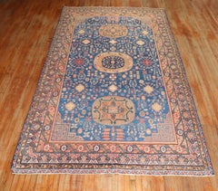 Zabihi Collection Early 20th Century Rich Blue Samarkand Khotan Rug