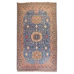 Zabihi Collection Early 20th Century Rich Blue Samarkand Khotan Rug