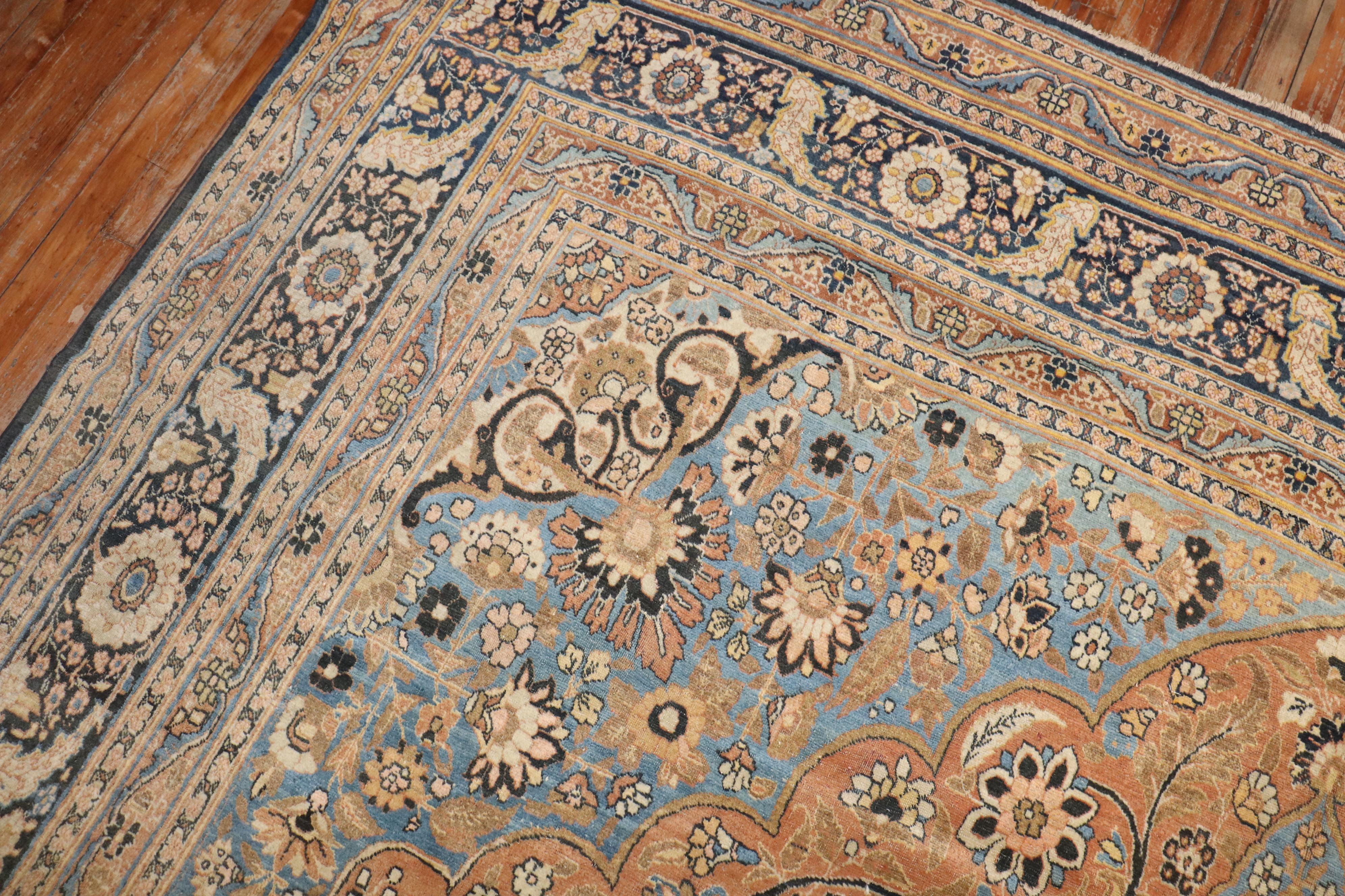 Zabihi Collection Early 20th Century Room Antique Persian Tabriz Rug For Sale 5