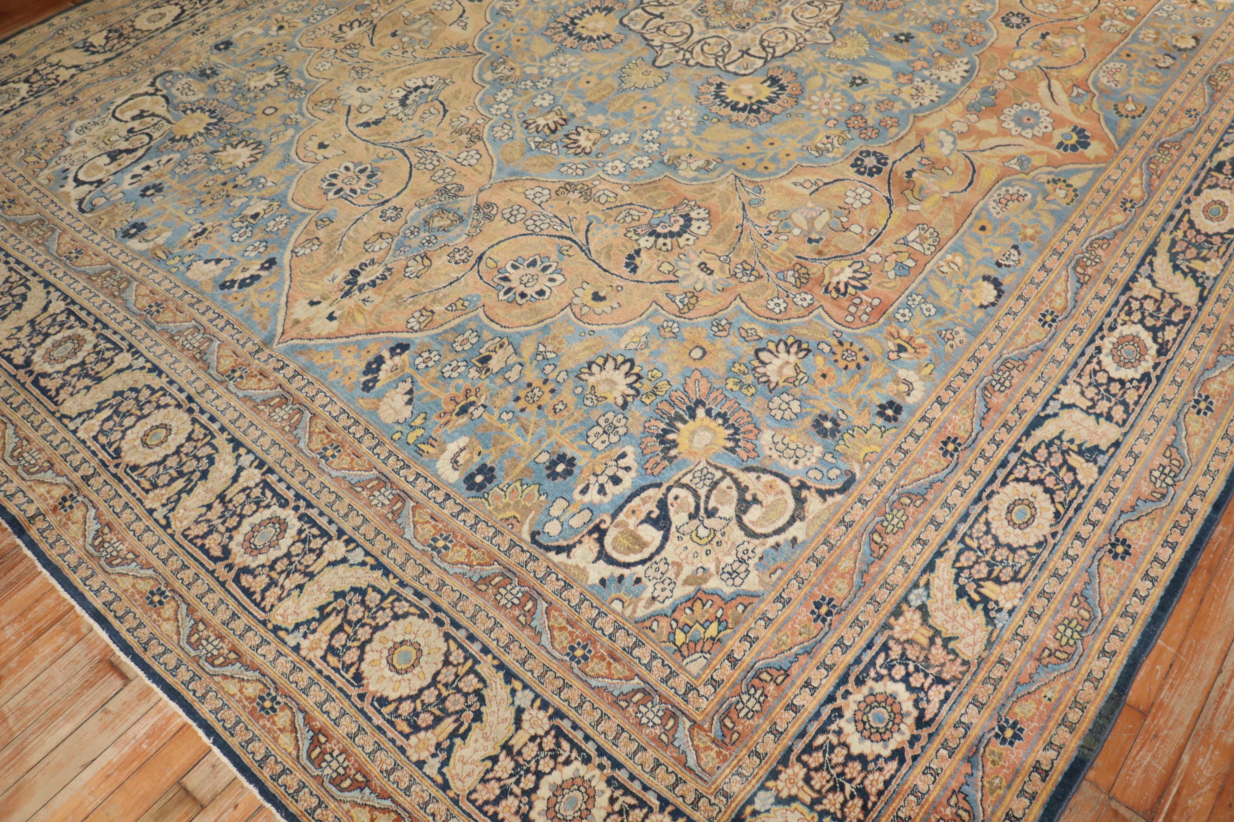 Wool Zabihi Collection Early 20th Century Room Antique Persian Tabriz Rug For Sale