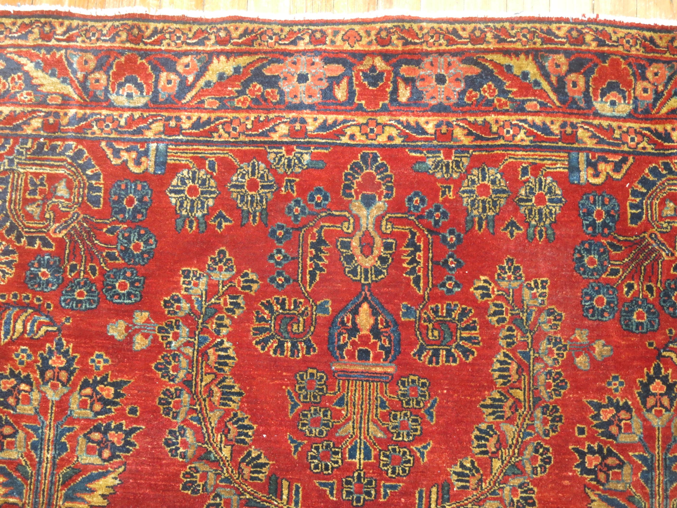 20th Century Zabihi Collection Exceptional Red Antique Mohajeran Persian Sarouk Rug For Sale