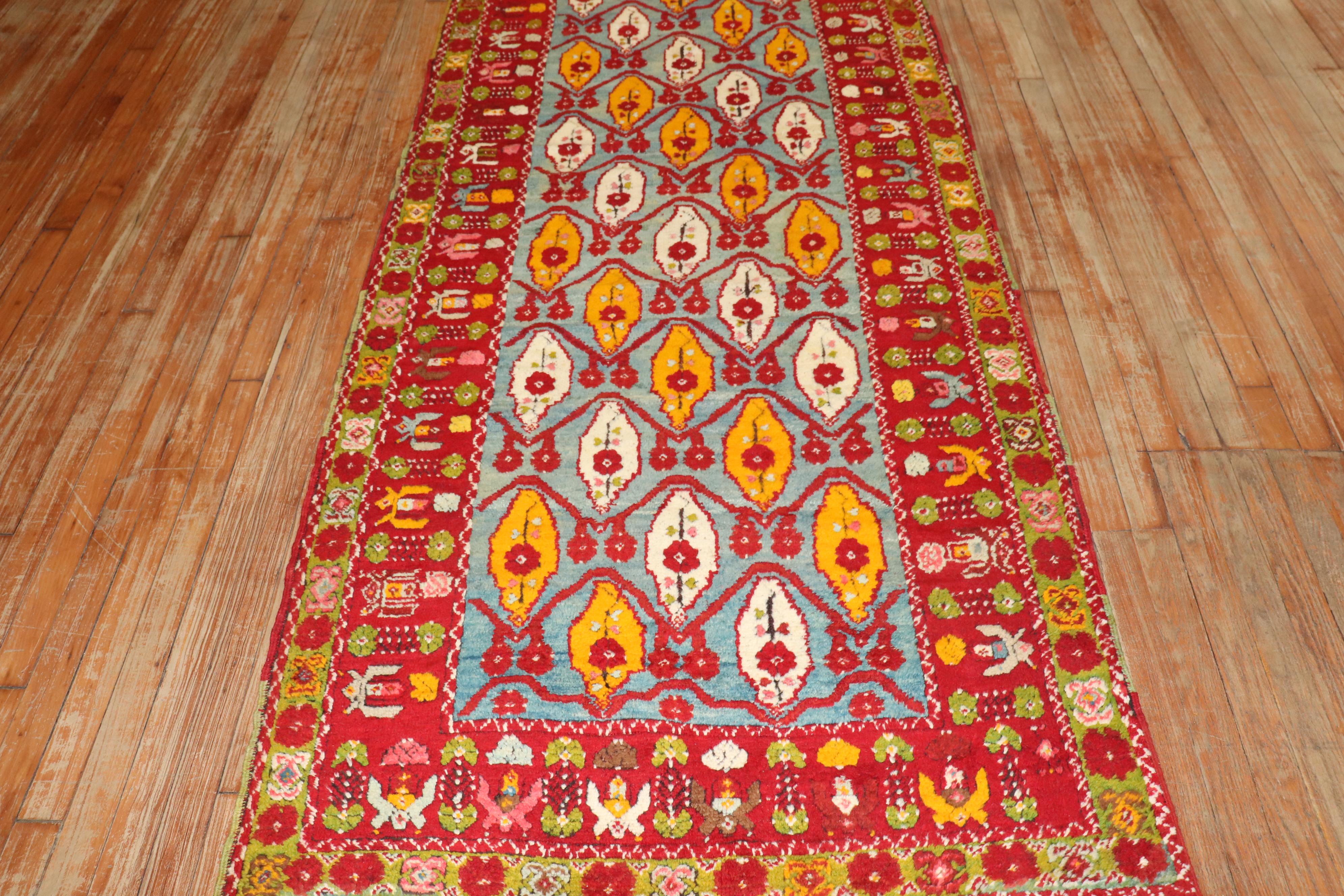 Zabihi Collection Exquisite Bright Antique Turkish Milas Runner For Sale 3