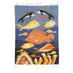 Collection Zabihi Kilim européen à motifs de poissons