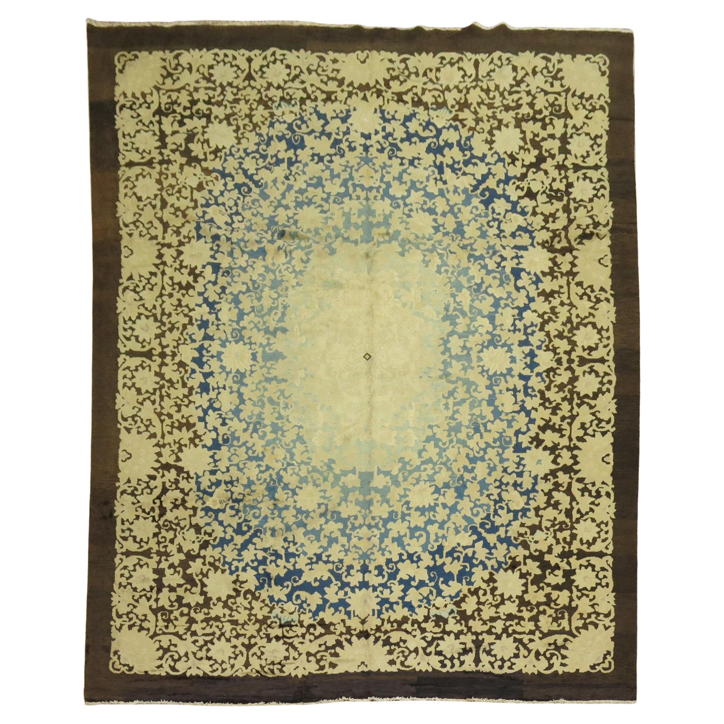 Zabihi Collection Floral Antique Chinee Rug For Sale