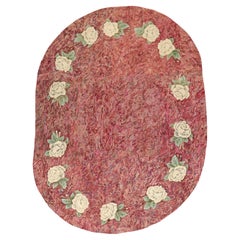 Zabihi Collection Floral Botanical American Hooked Oval Size Rug