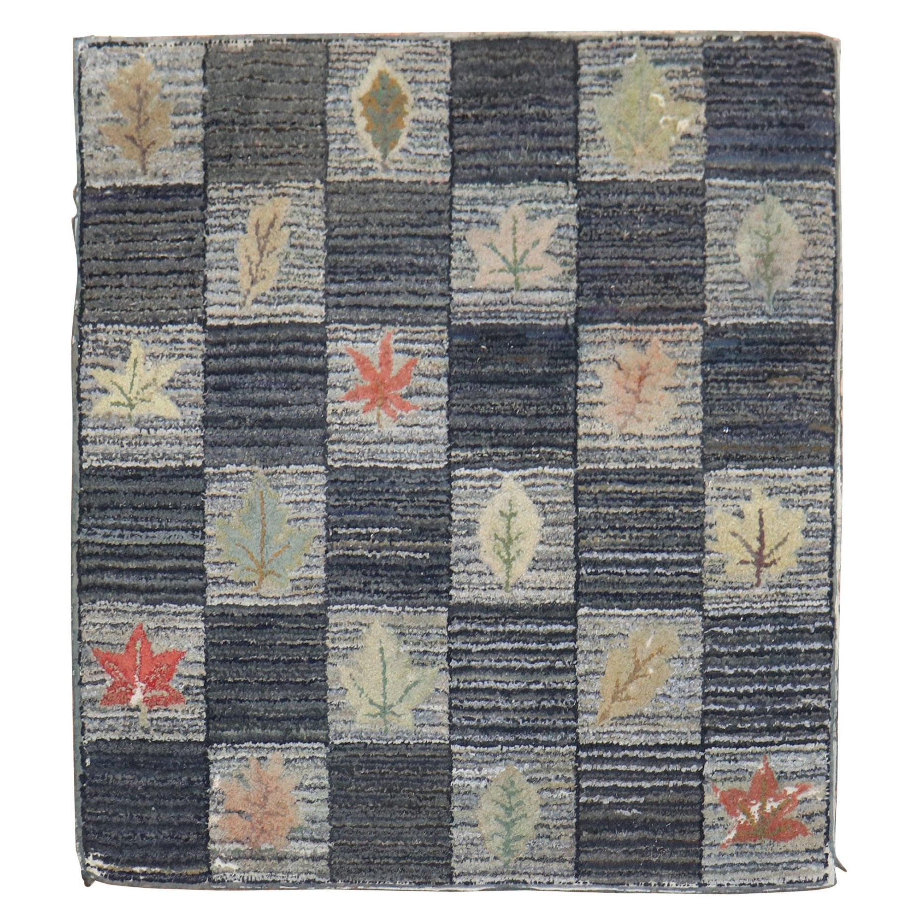 Zabihi Collection Floral Leaf Design American Hooked Scatter Rug