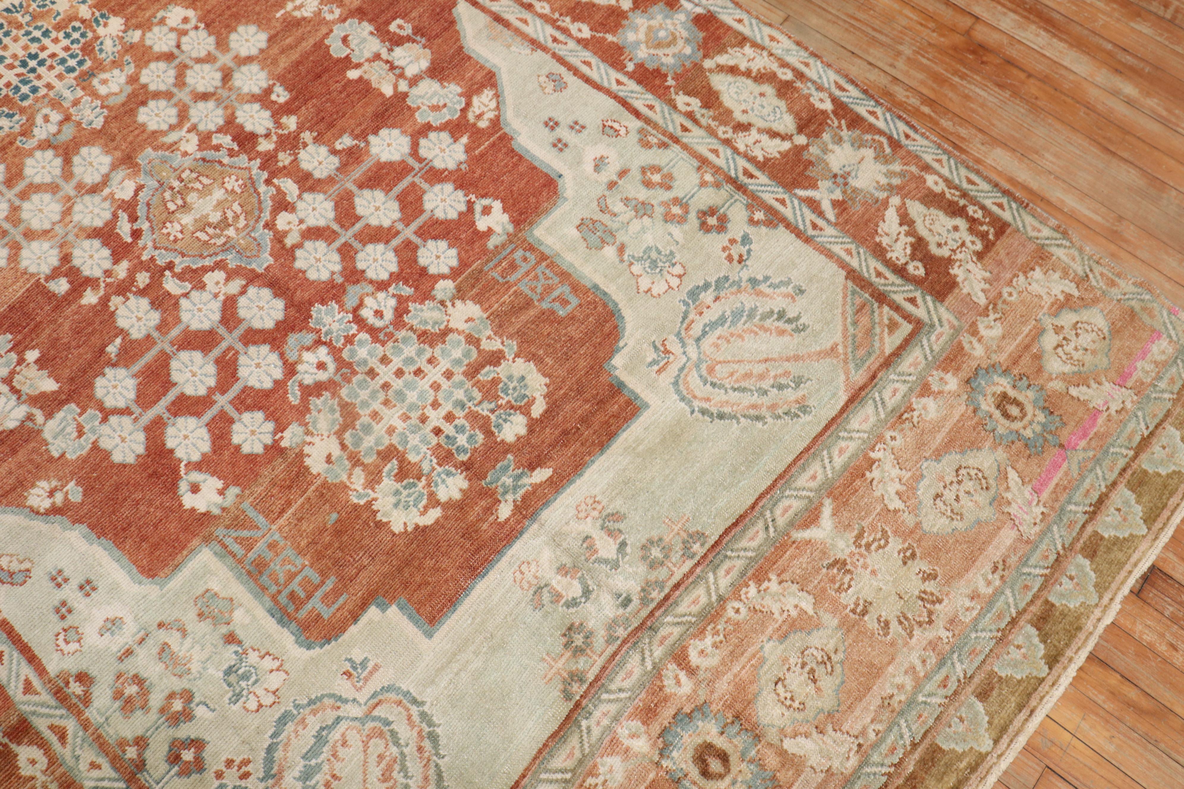 Greco Roman Zabihi Collection Floral Red Vintage Turkish Anatolian Rug For Sale