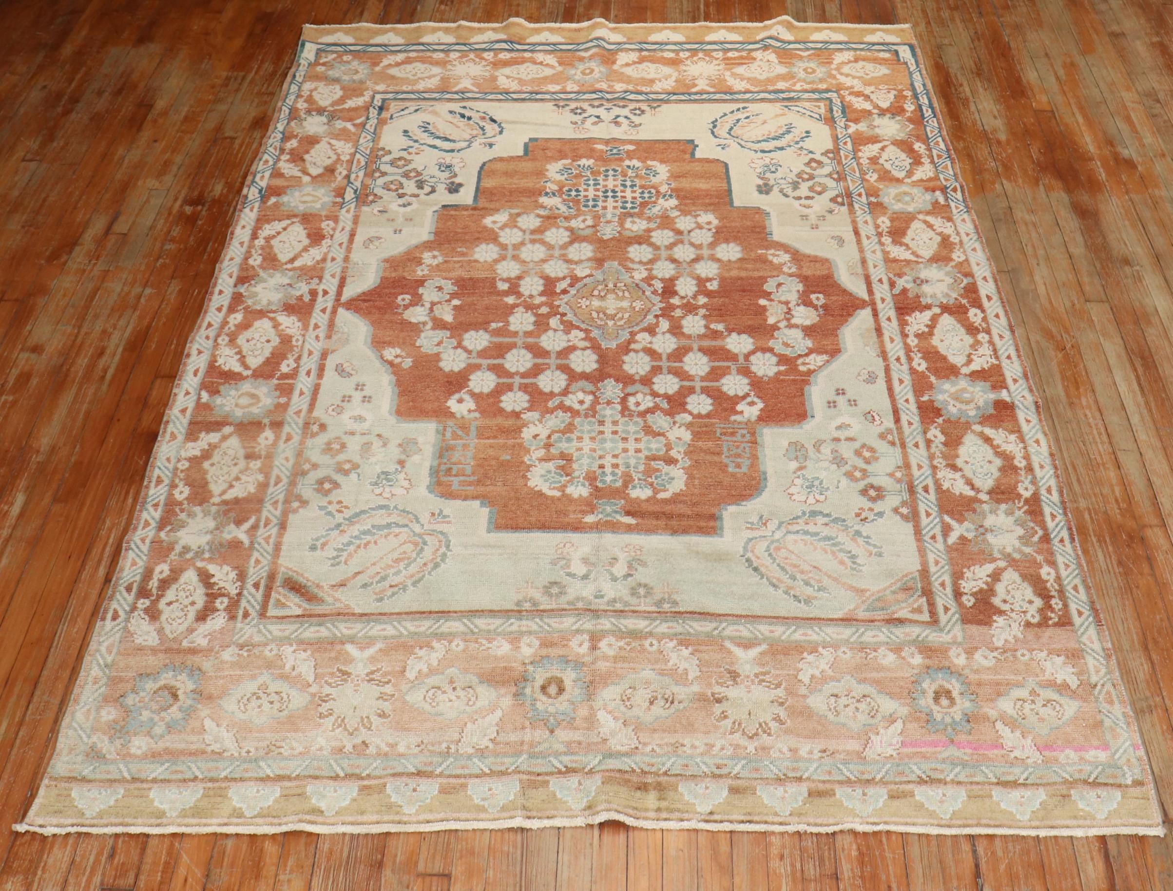 Zabihi Collection Floral Red Vintage Turkish Anatolian Rug In Good Condition For Sale In New York, NY